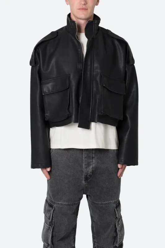 PU Cropped M65 Jacket - Black sold by MNML
