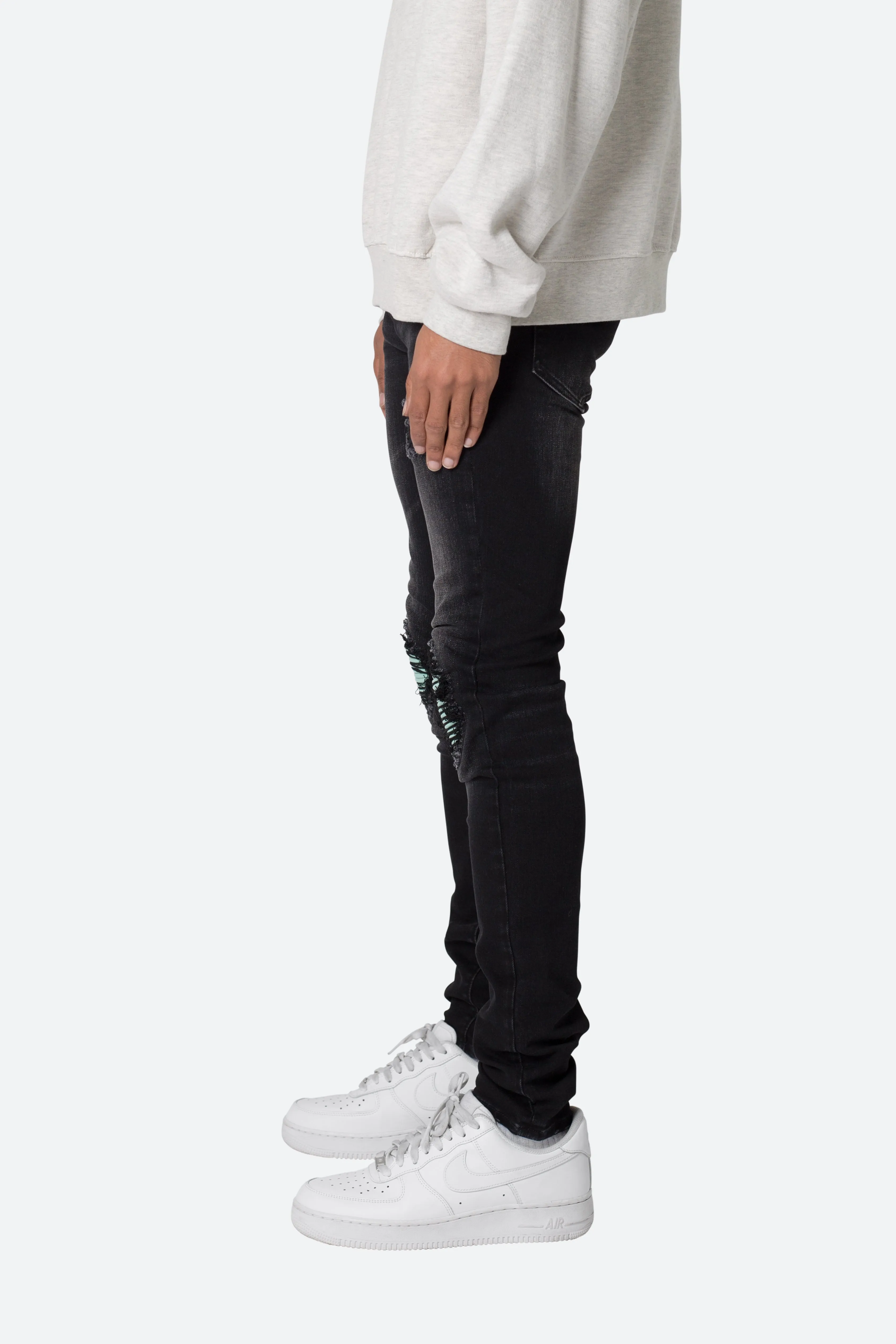 X559 Skinny Moto Denim - Black/Green sold by MNML product image thumbnail 4