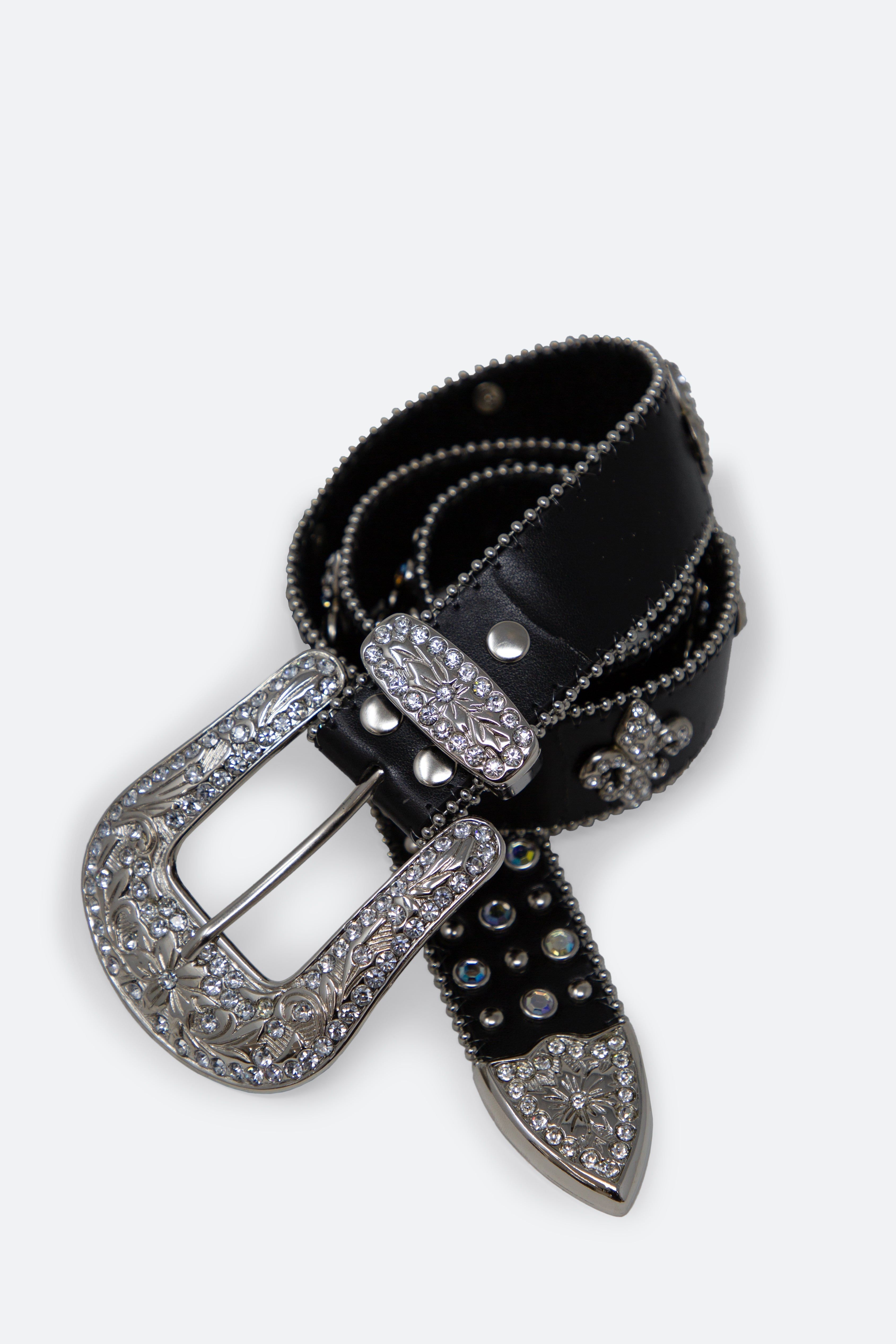 Fleur Studded Rhinestone Belt - Black sold by MNML product image thumbnail 4