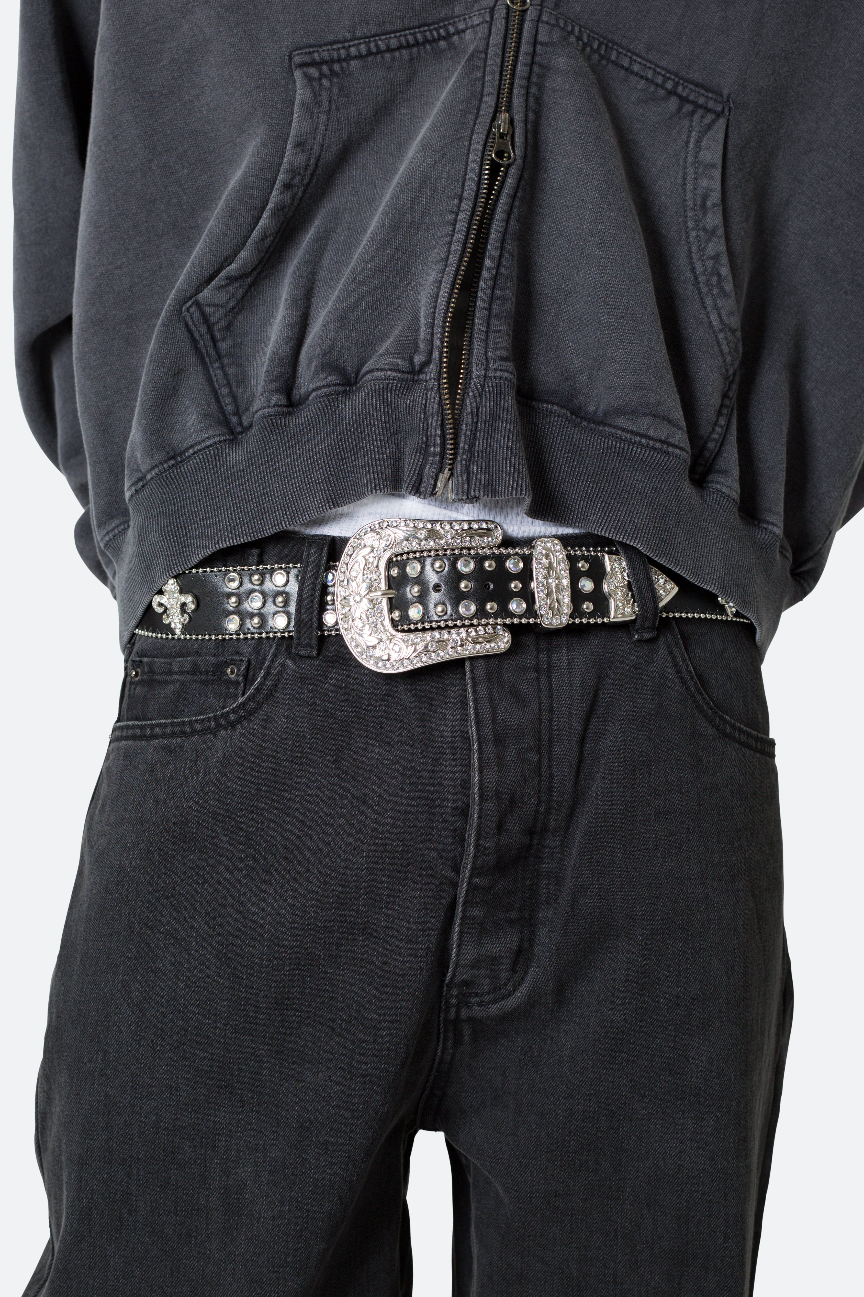 Fleur Studded Rhinestone Belt - Black sold by MNML product image thumbnail 2