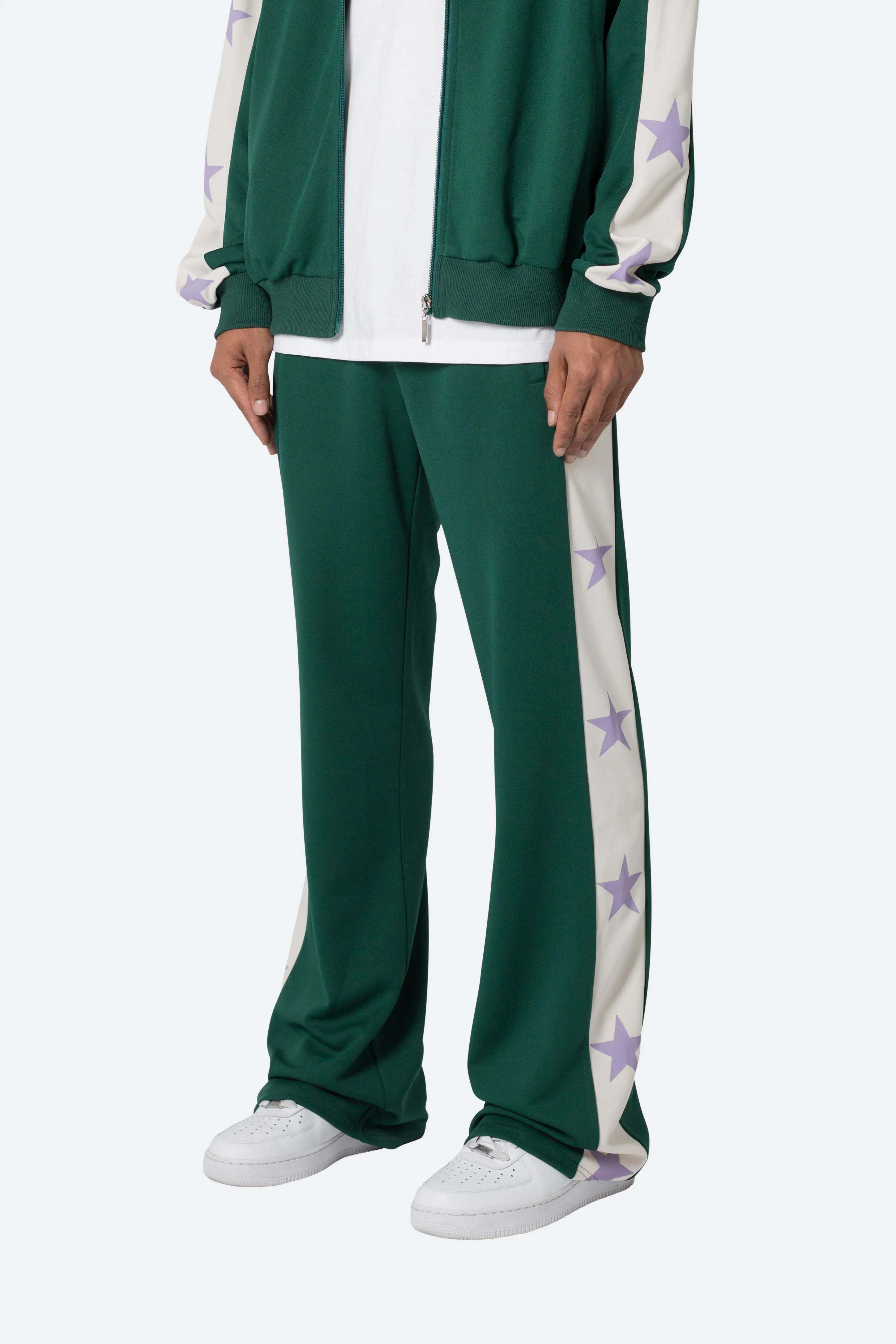 Star Stacked Track Pants - Green sold by MNML product image thumbnail 4