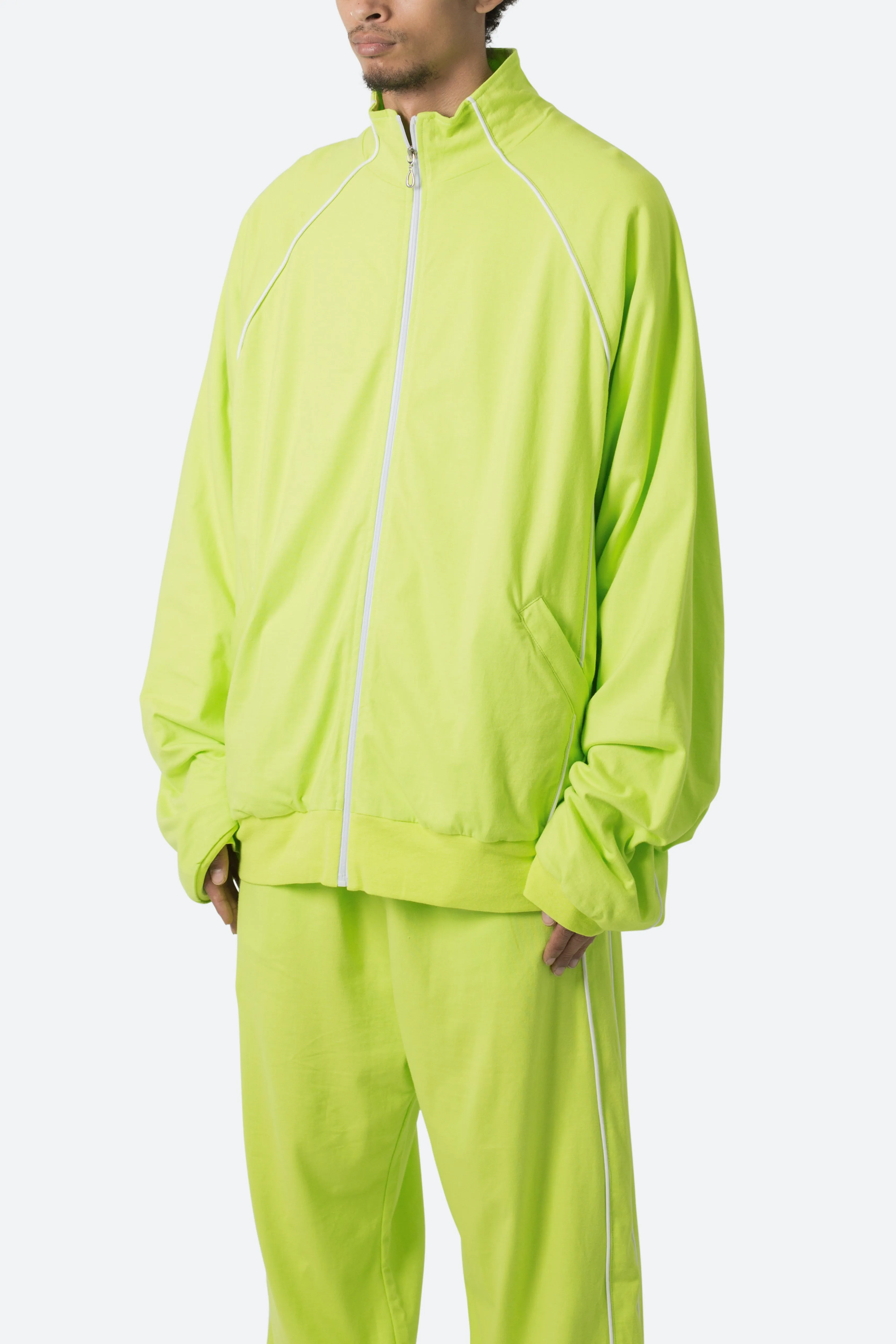 Oversized Jersey Track Jacket - Acid Lime sold by MNML product image thumbnail 3