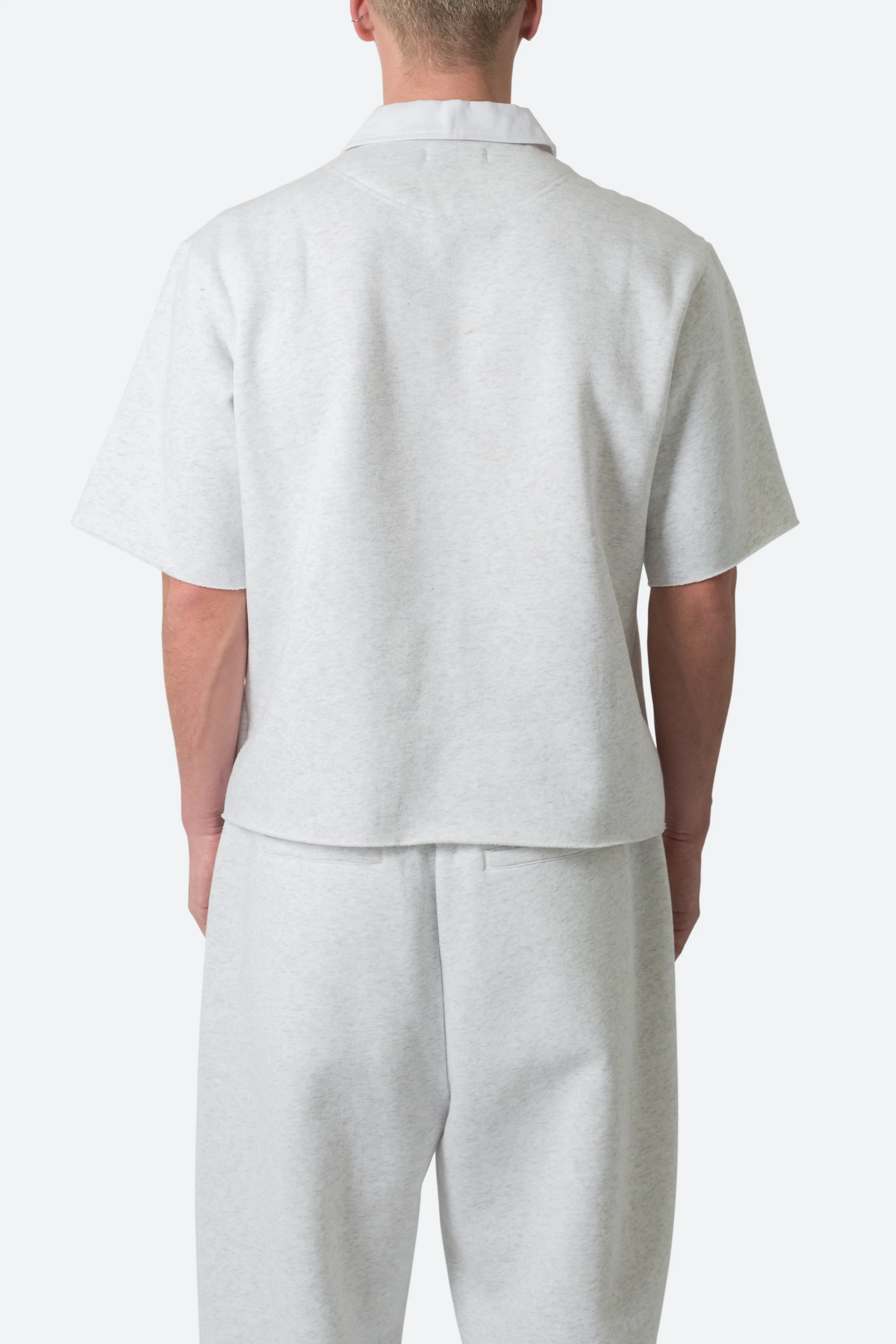 Fleece Oversized Polo Shirt - Heather Grey | Parallel