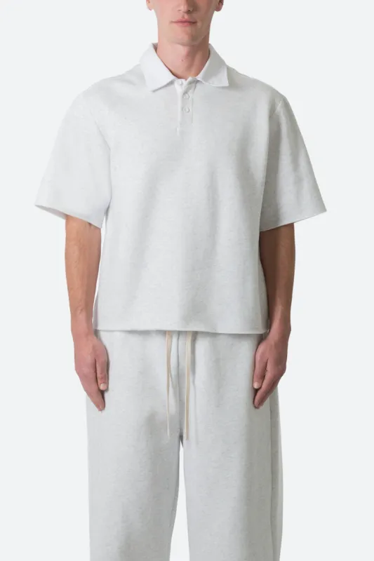 Fleece Oversized Polo Shirt - Heather Grey sold by MNML