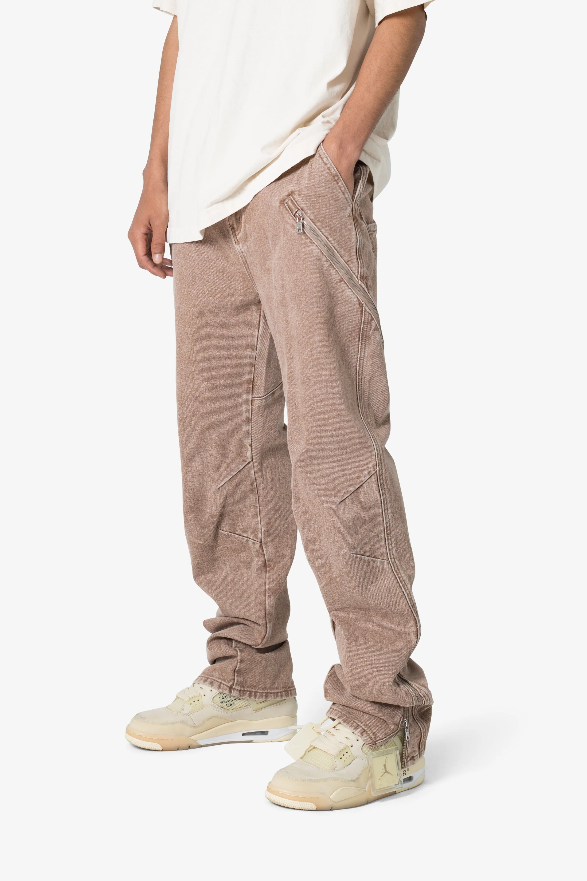 V628 Baggy Zipper Denim - Brown sold by MNML product image thumbnail 2
