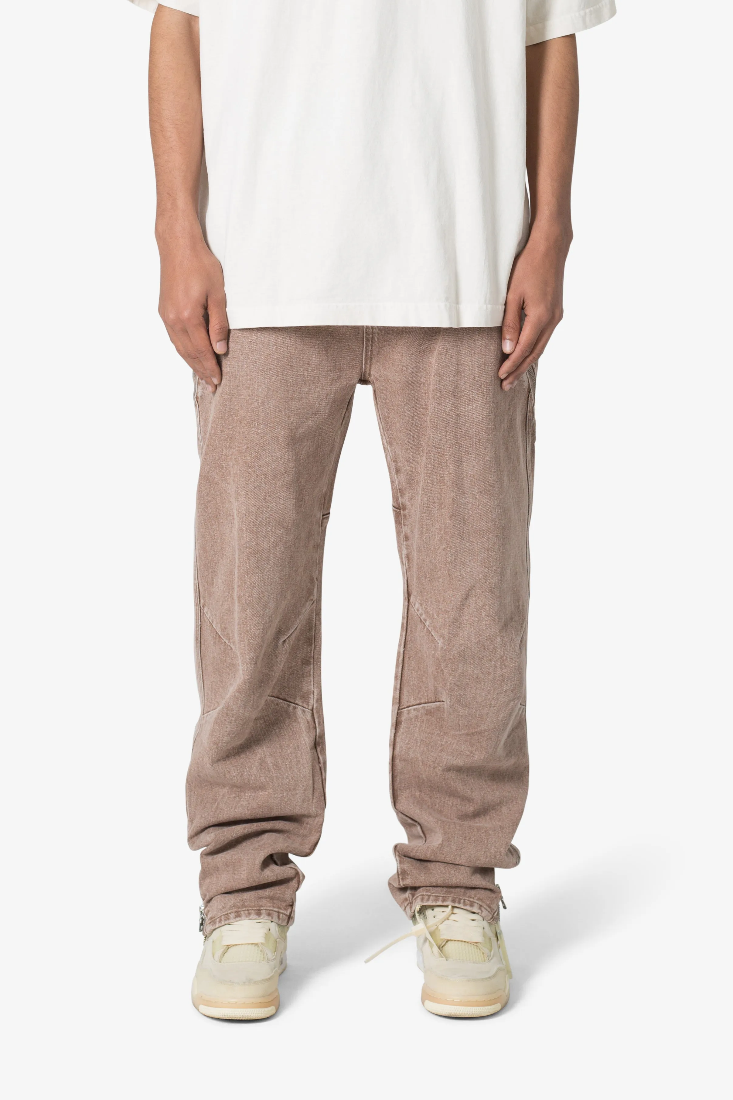 V628 Baggy Zipper Denim - Brown sold by MNML