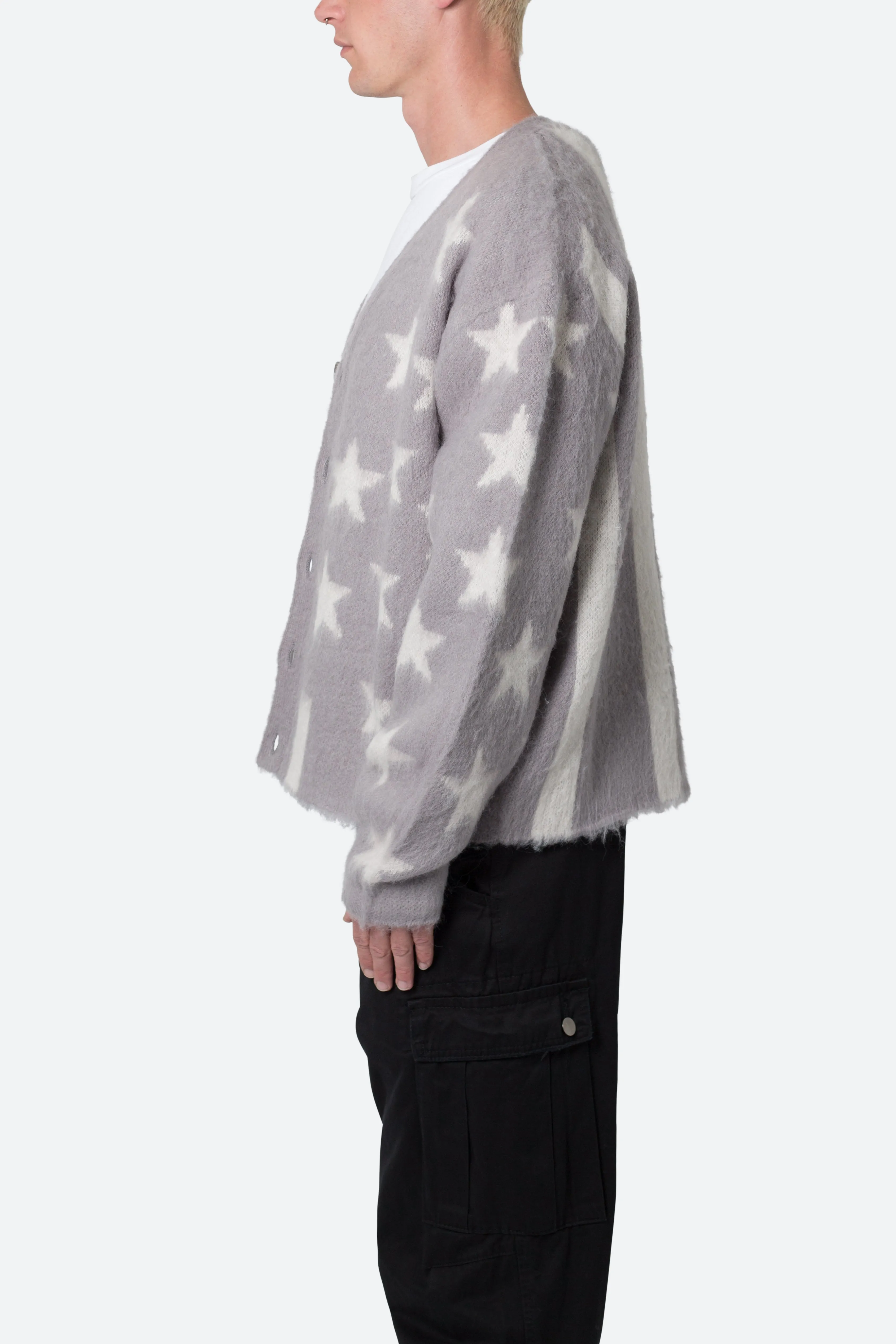 Mohair Cardigan Sweater - Grey sold by MNML product image thumbnail 4