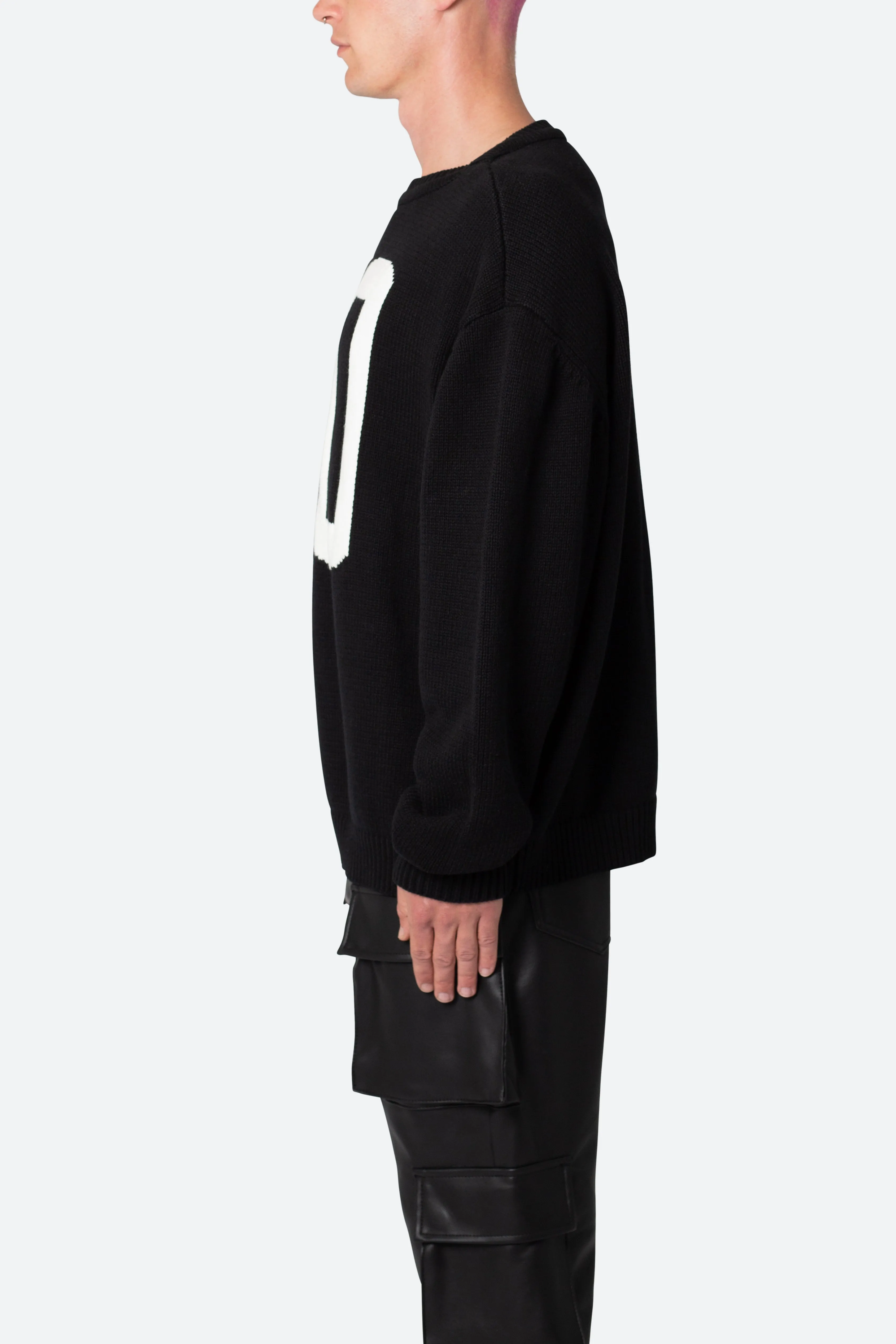 Varsity Knit Sweater - Black sold by MNML product image thumbnail 4