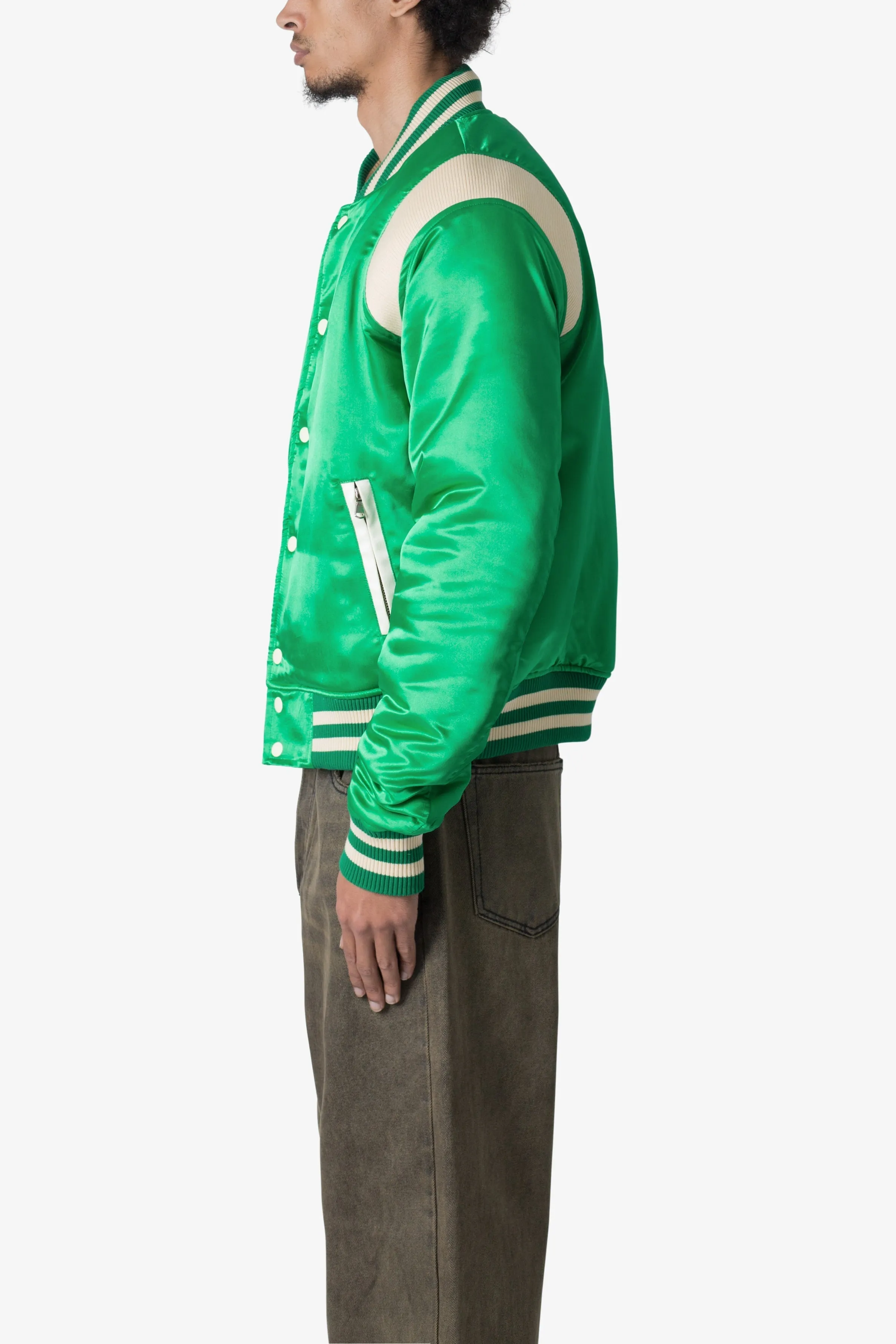 Classic Varsity Jacket - Green sold by MNML product image thumbnail 4