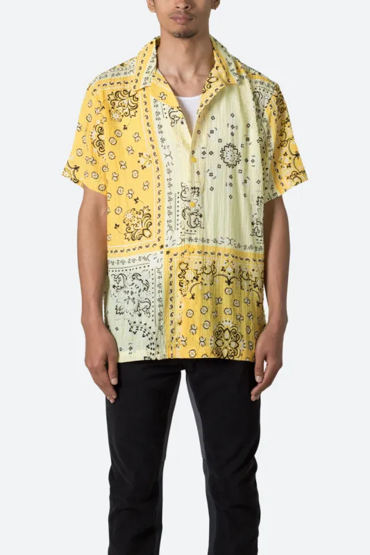 S/S Button Up Shirt - Yellow Bandana Paisley sold by MNML