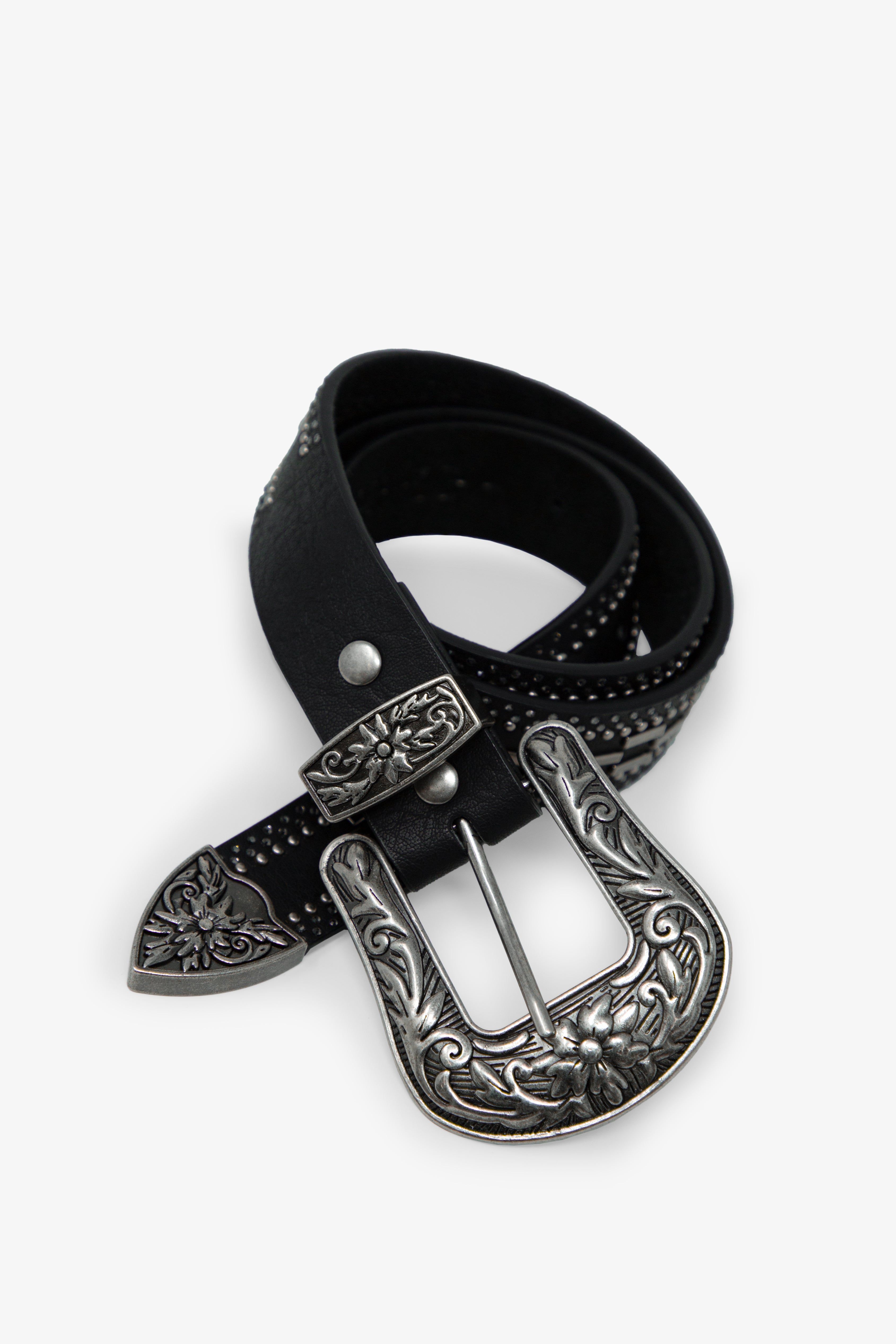 Metal Studded Belt - Black sold by MNML