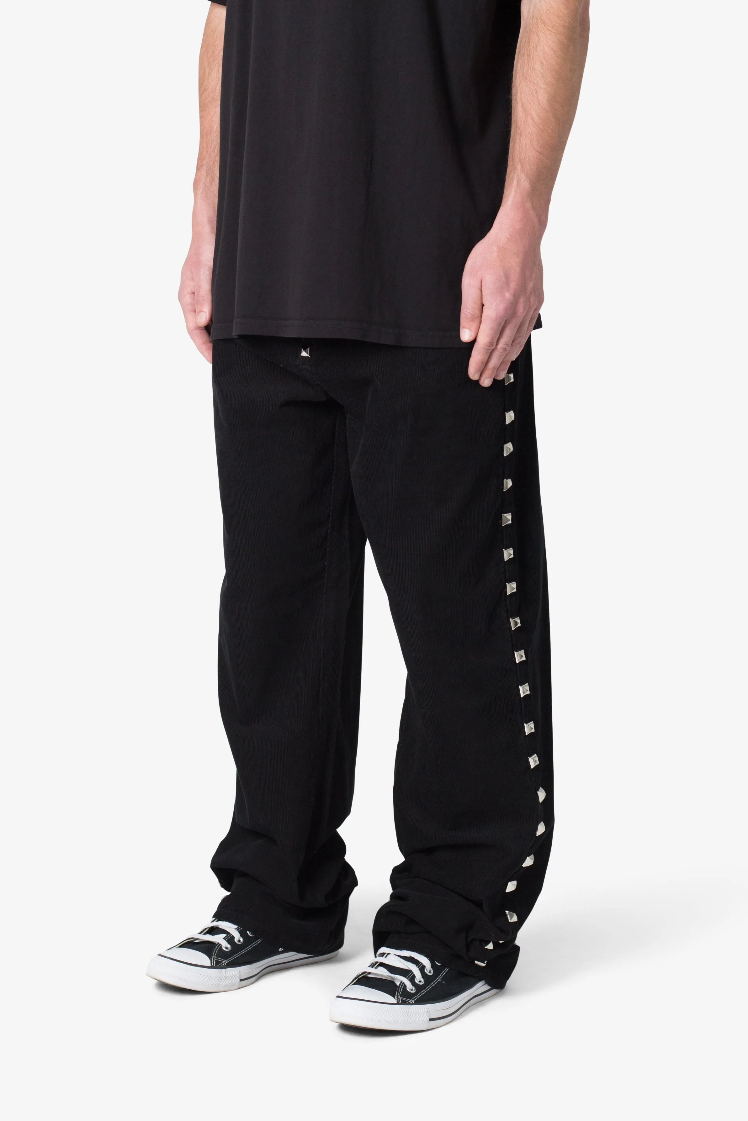 Ultra Baggy Studded Corduroy Pants - Black sold by MNML product image thumbnail 2