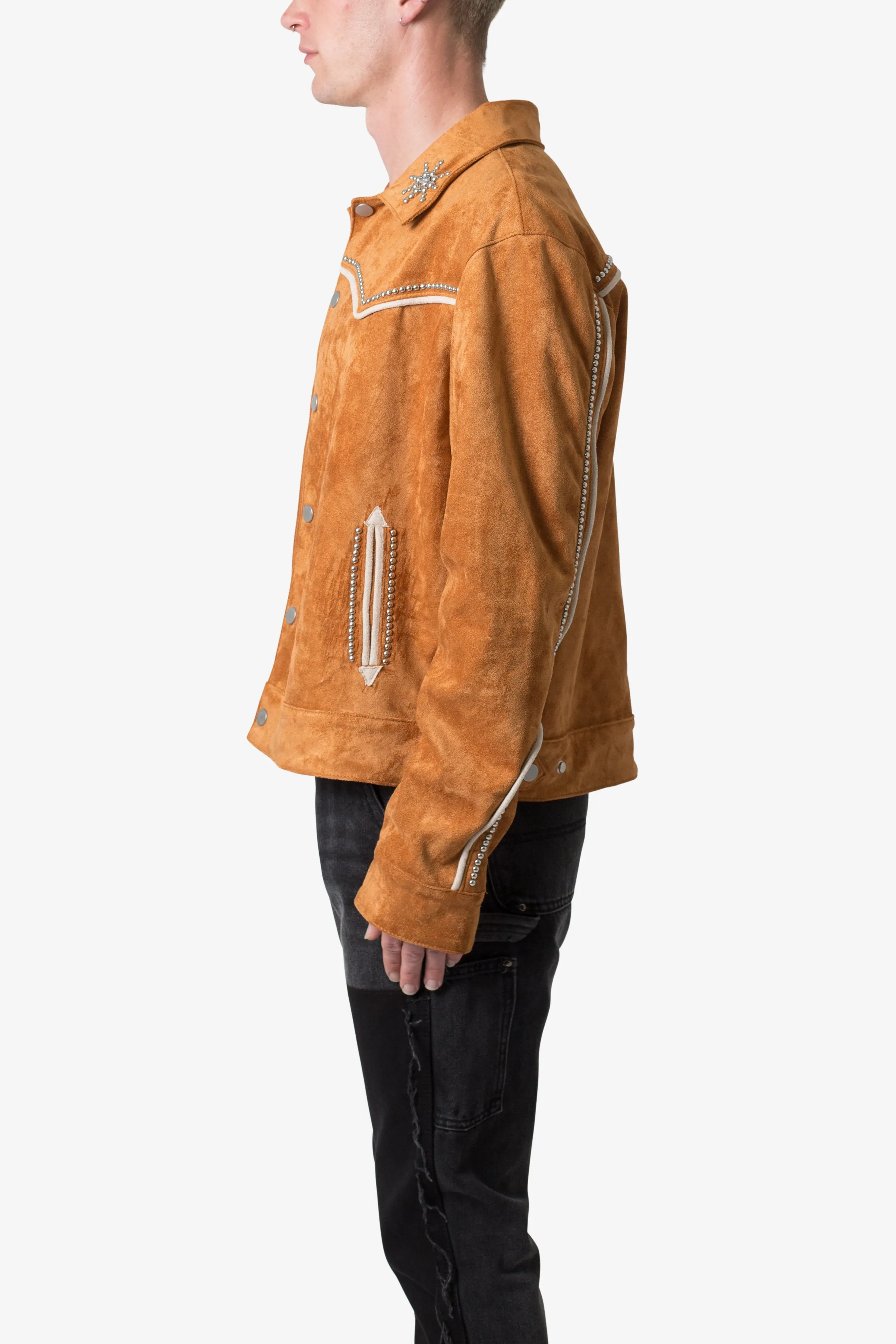 Suede Collared Jacket - Orange sold by MNML product image thumbnail 4