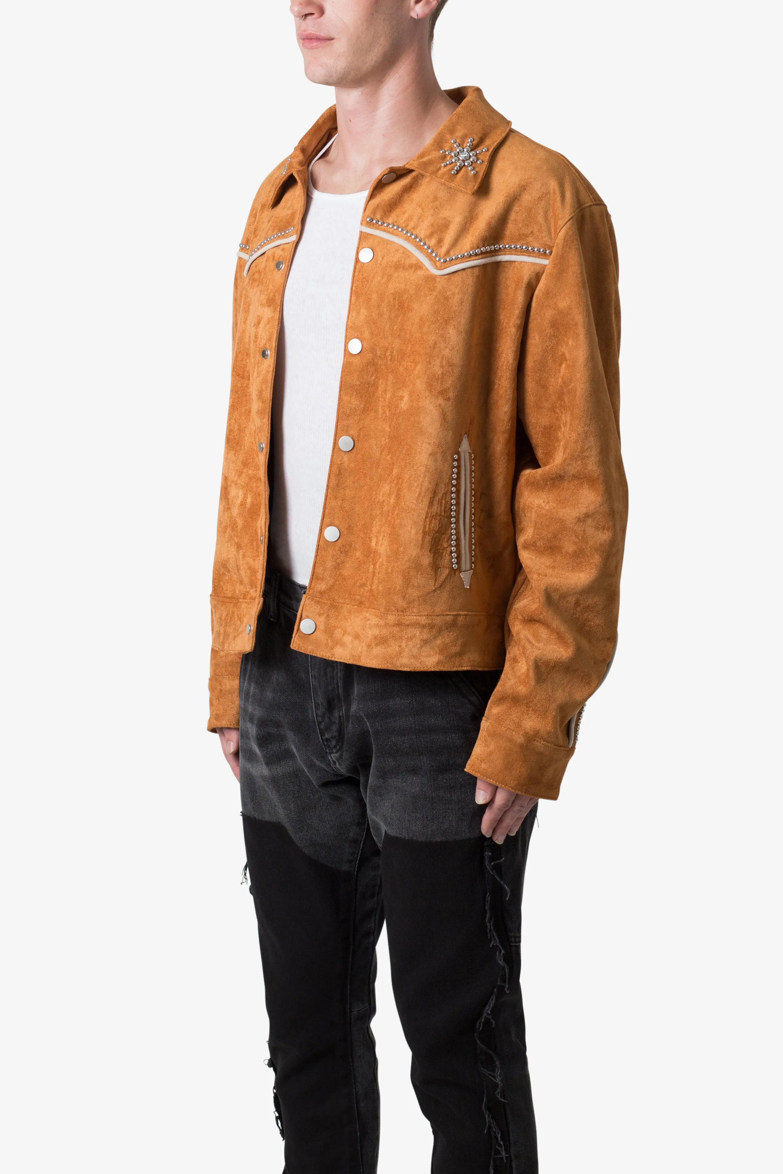 Suede Collared Jacket - Orange sold by MNML product image thumbnail 3