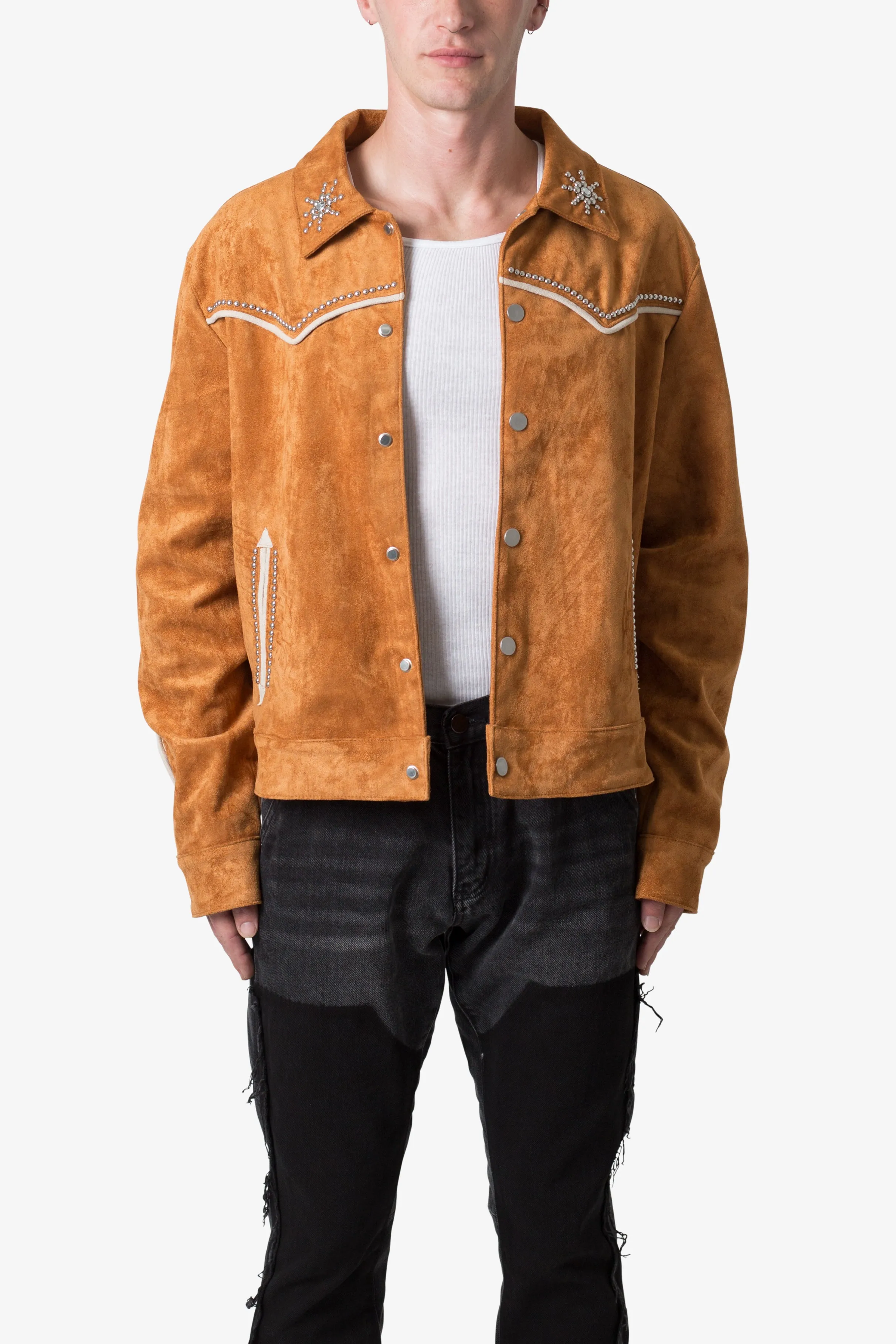 Suede Collared Jacket - Orange sold by MNML