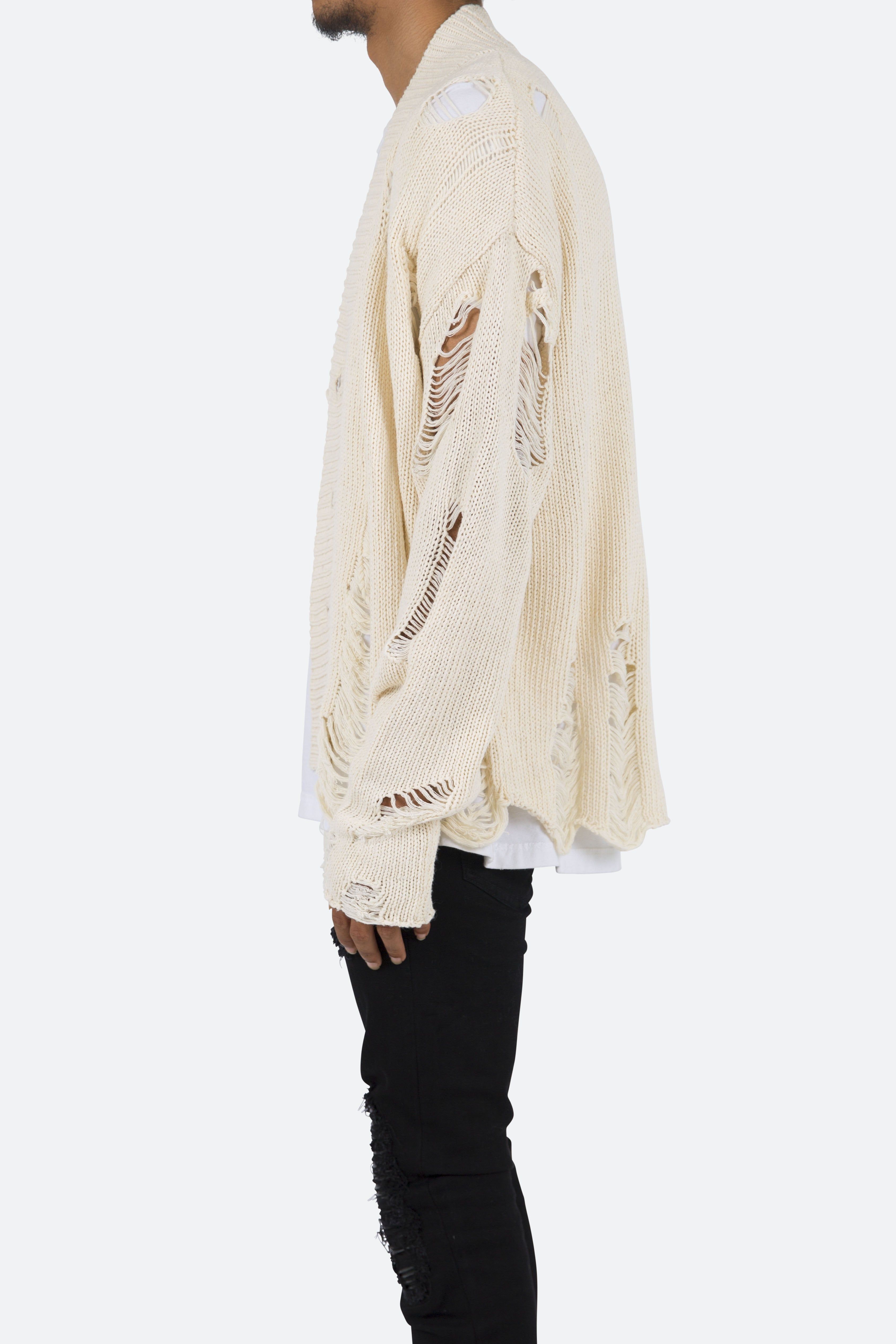 Distressed Cardigan - Off White sold by MNML product image thumbnail 5