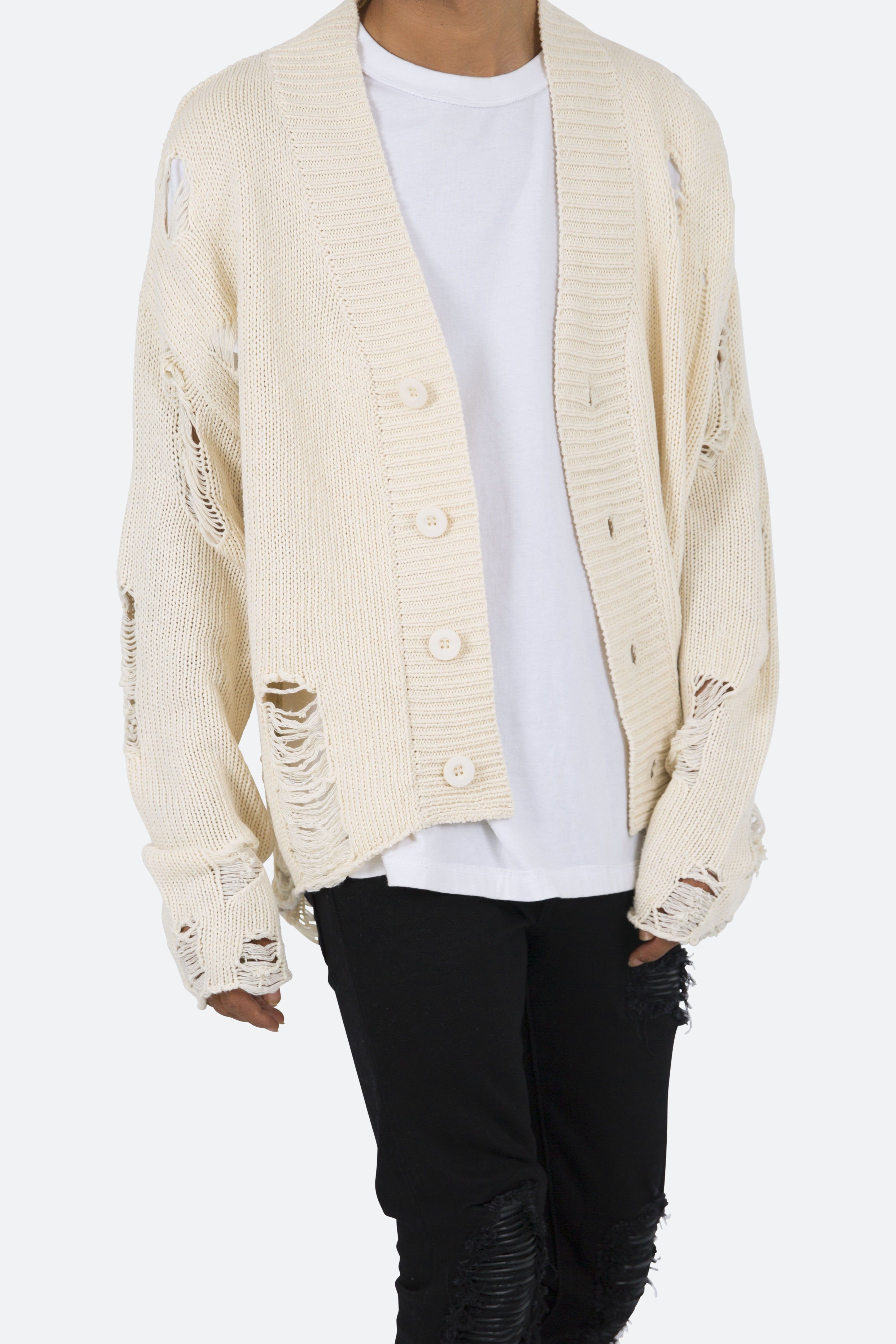 Distressed Cardigan - Off White sold by MNML product image thumbnail 2
