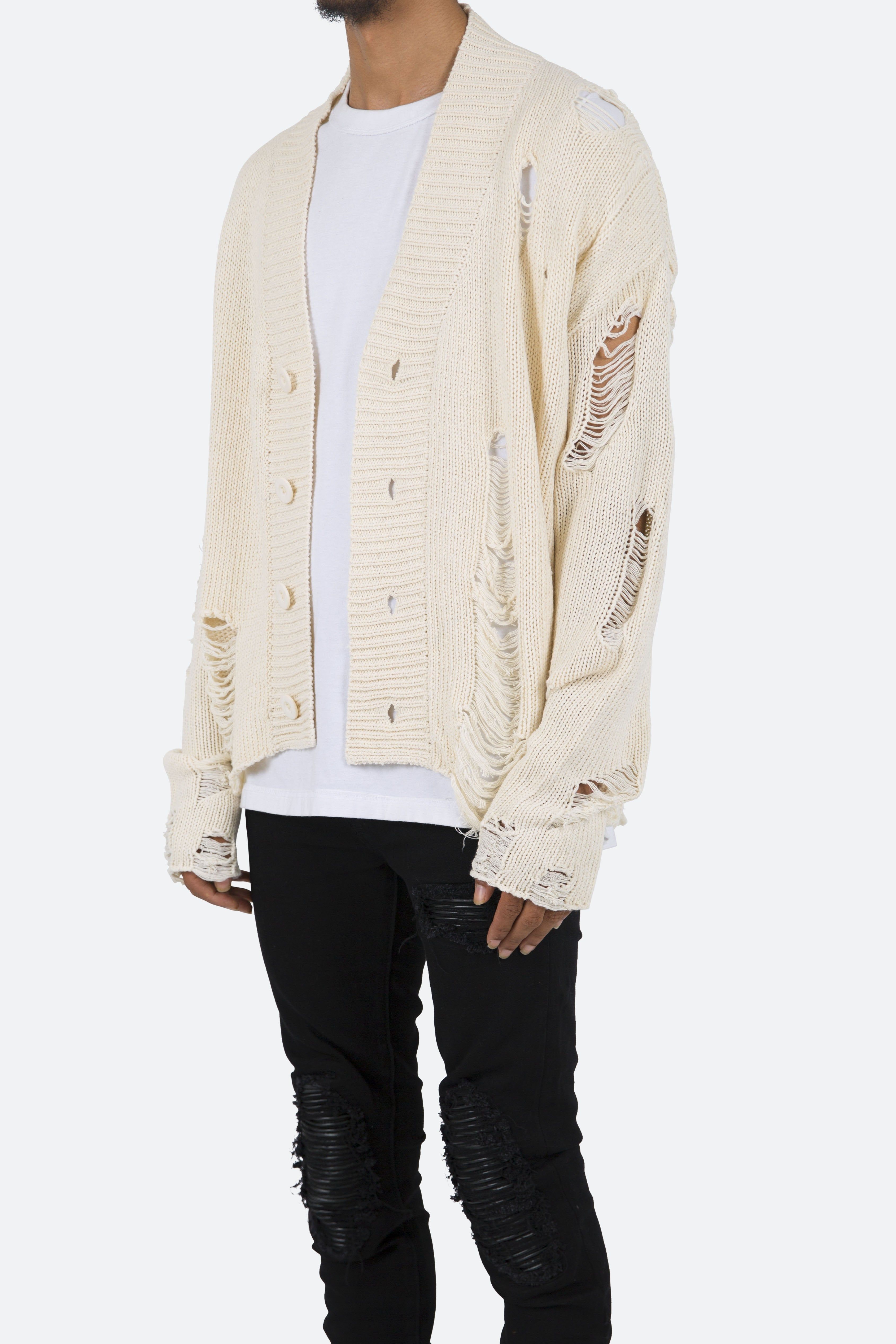Distressed Cardigan - Off White sold by MNML product image thumbnail 4