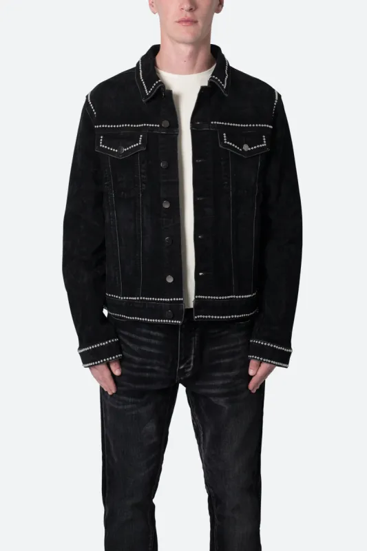 Studded Suede Denim Jacket - Black sold by MNML