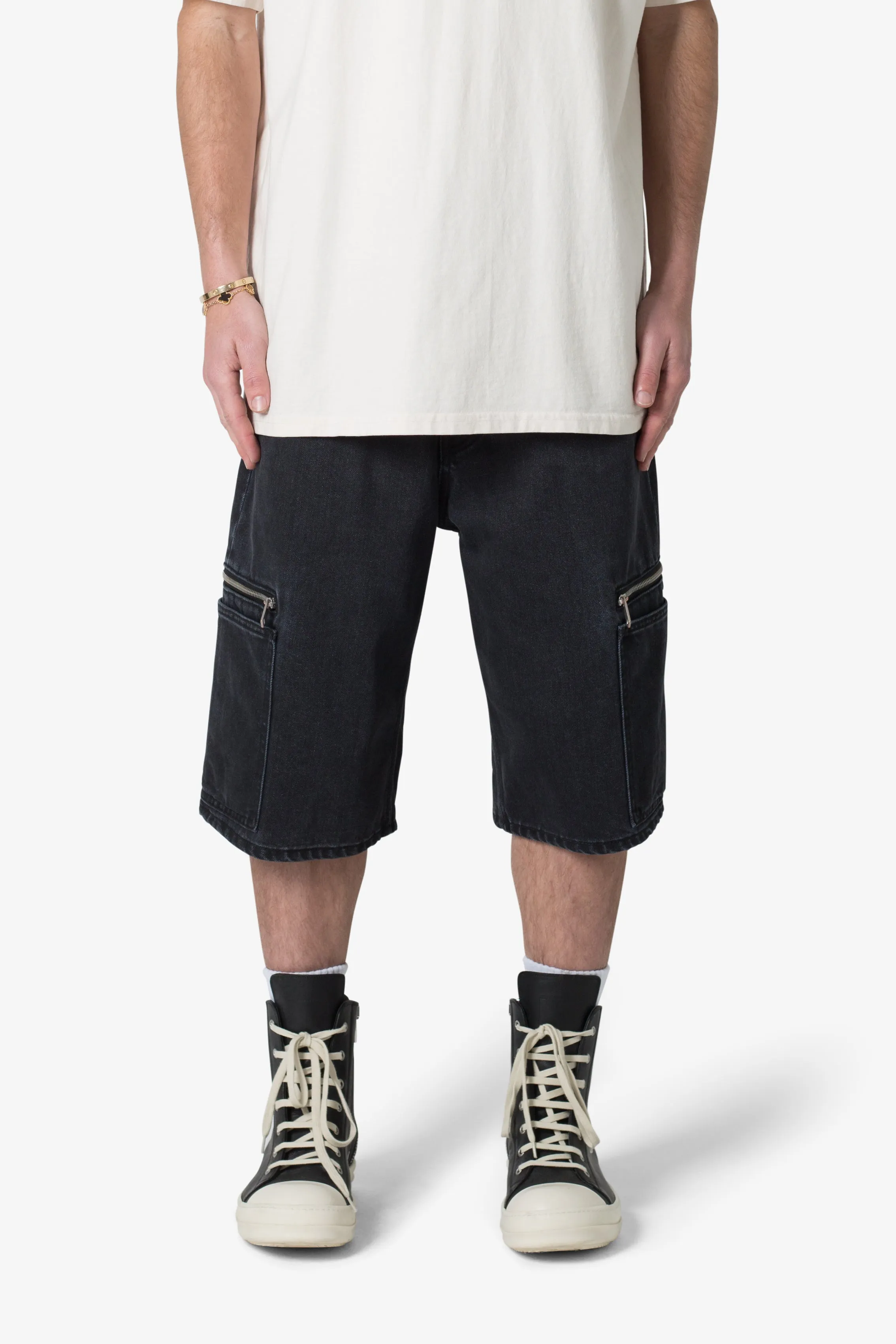 Zipper Baggy Denim Shorts - Black sold by MNML product image thumbnail 3