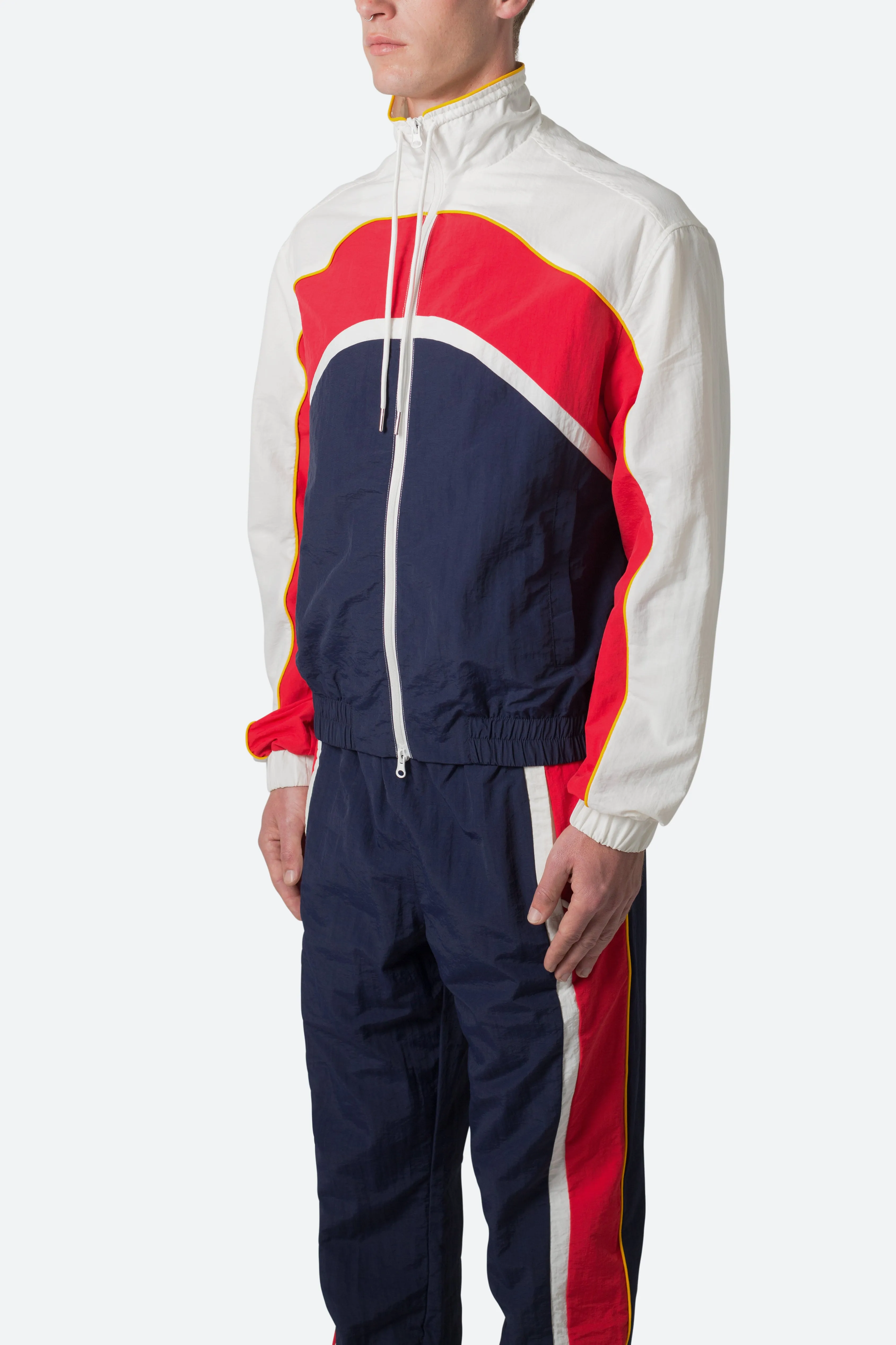 Nylon Collared Track Jacket - Red/White/Blue sold by MNML product image thumbnail 4