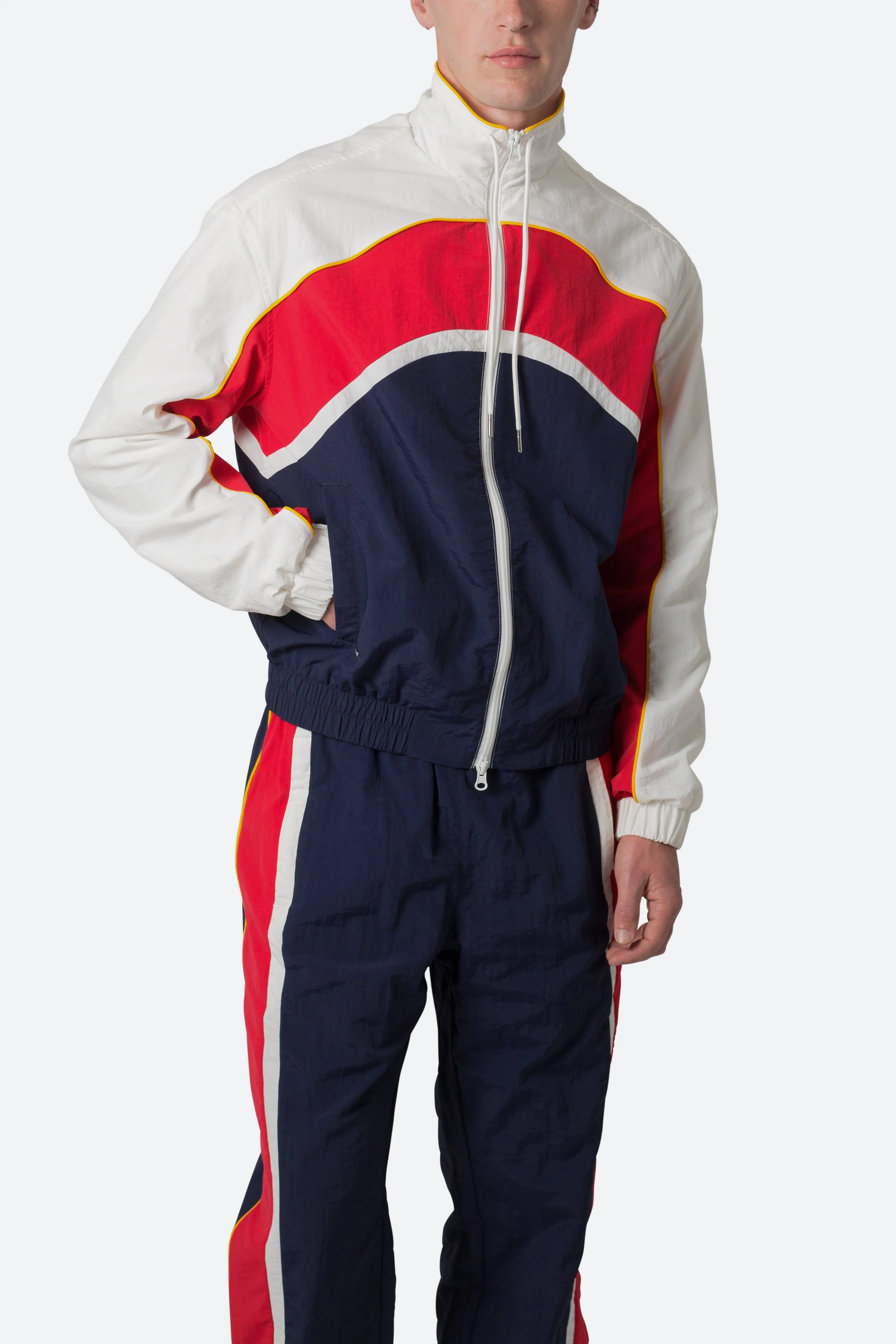 Nylon Collared Track Jacket - Red/White/Blue sold by MNML product image thumbnail 2