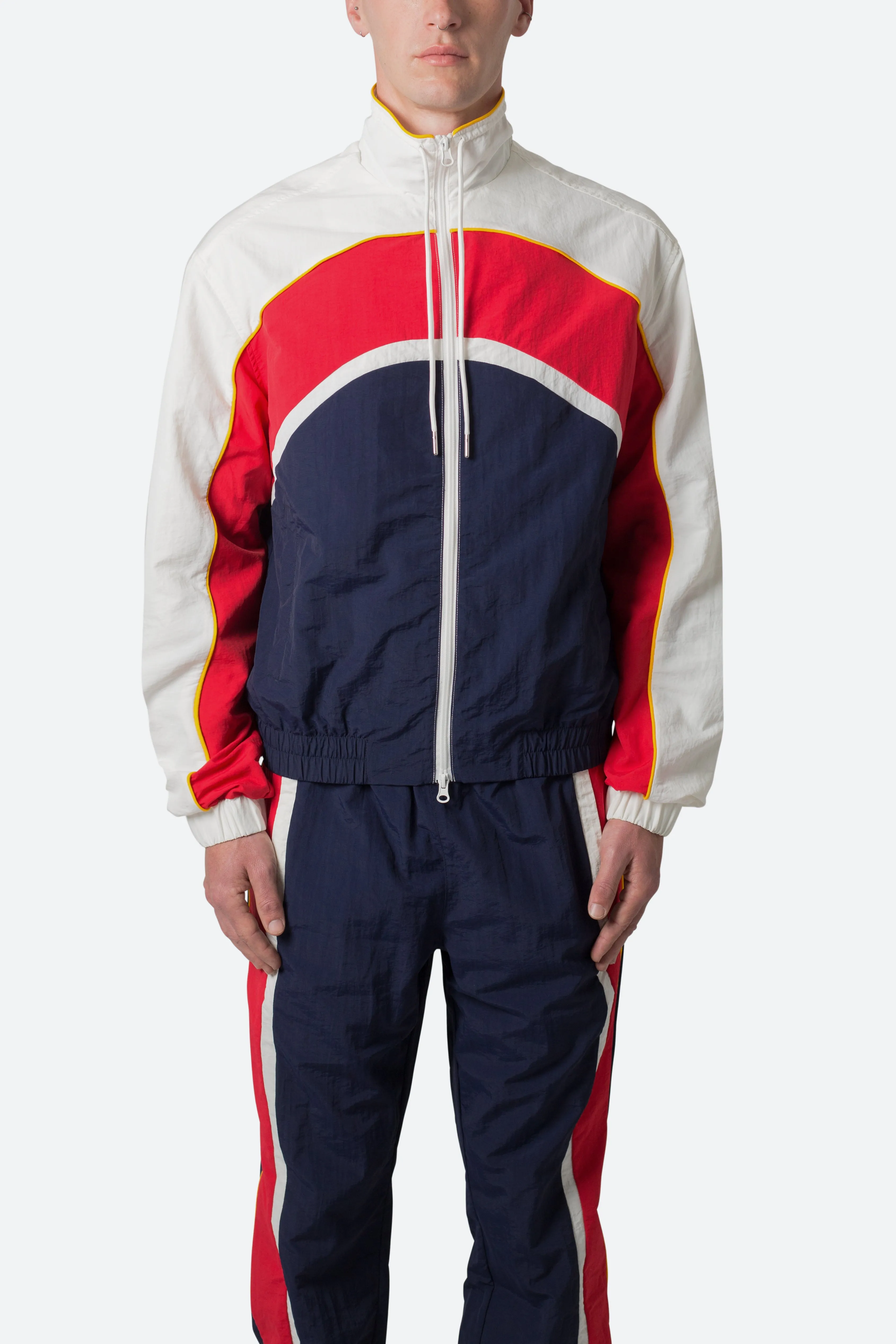 Nylon Collared Track Jacket - Red/White/Blue sold by MNML product image thumbnail 3
