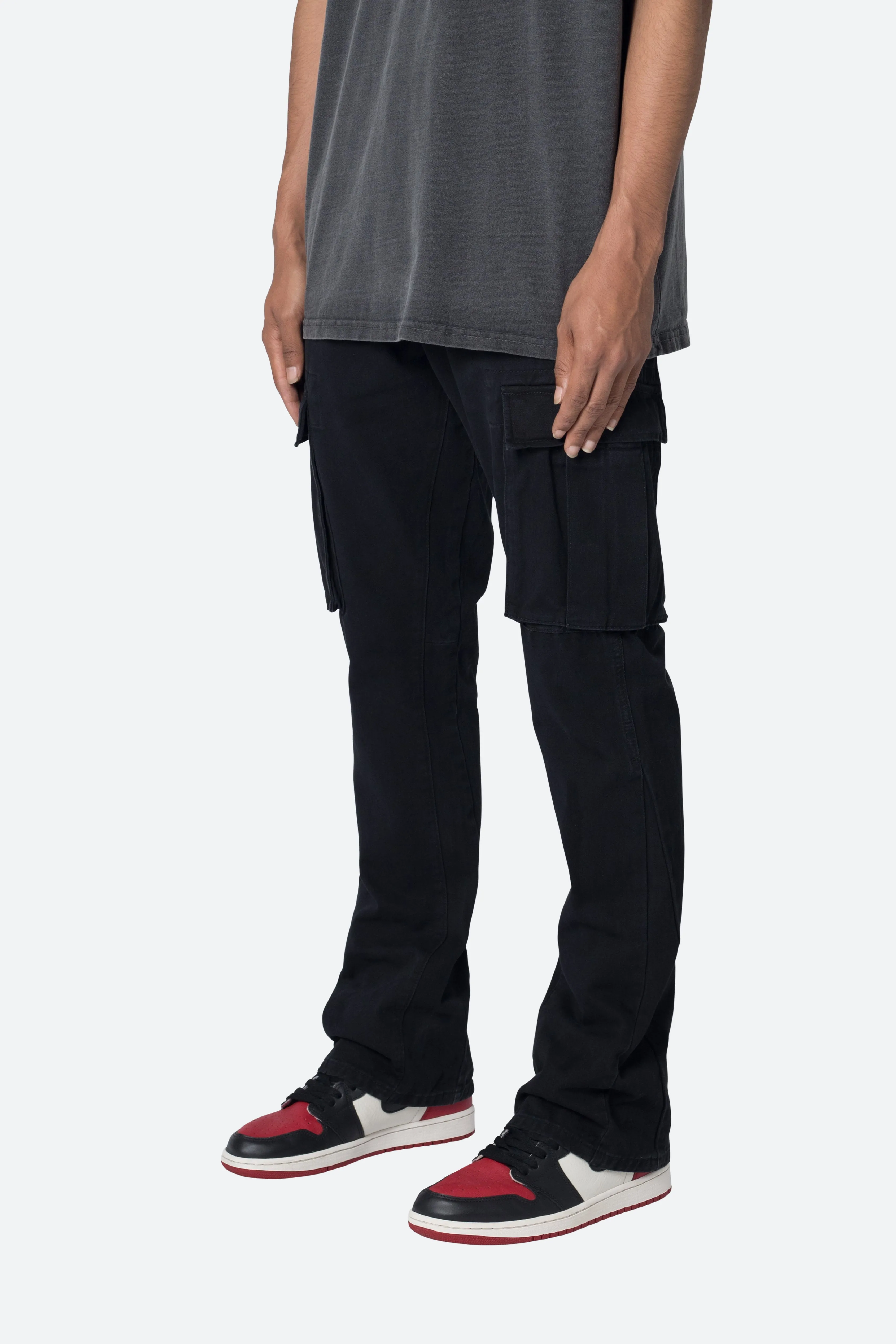 Twill Flare Cargo Pants - Black sold by MNML product image thumbnail 4