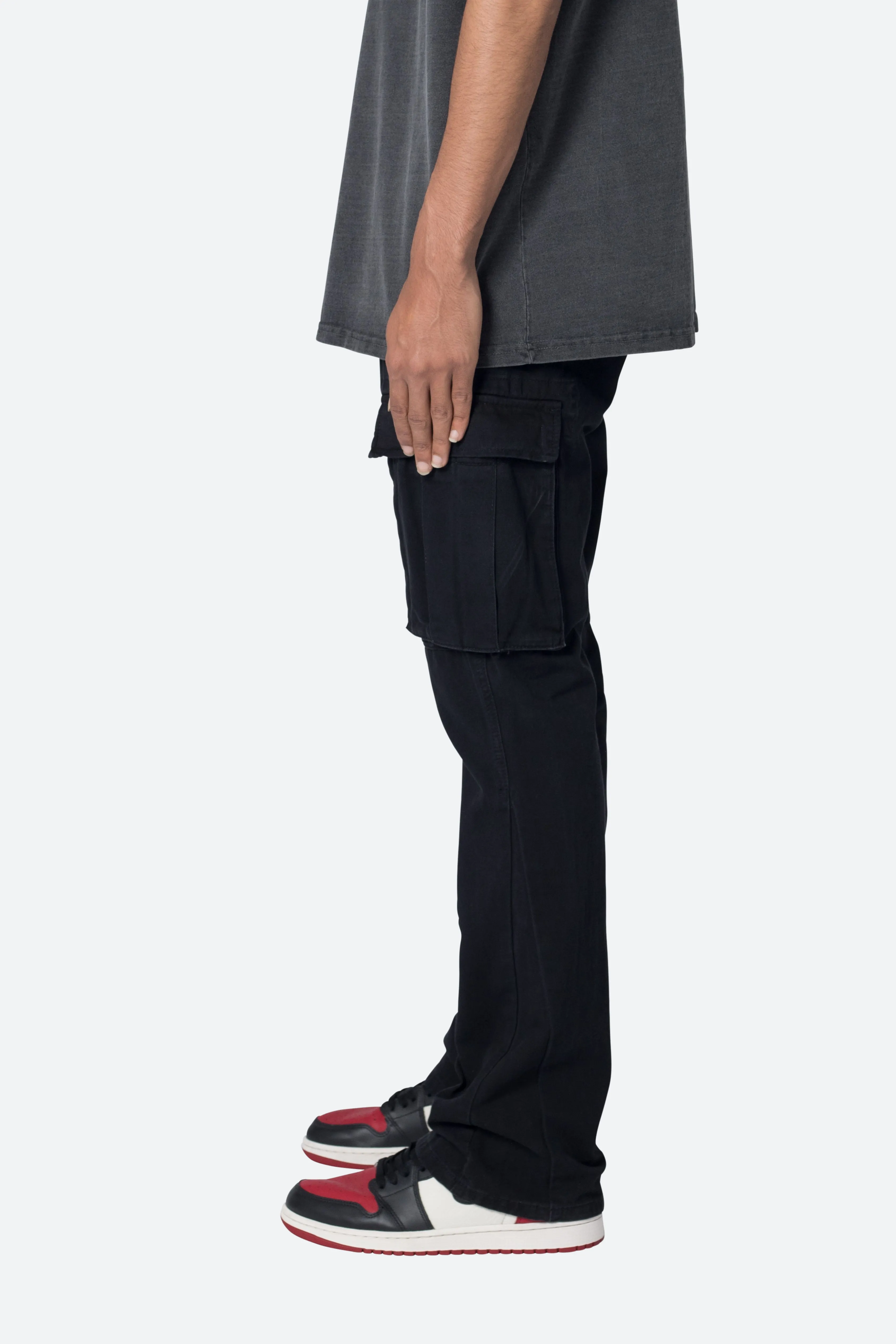 Twill Flare Cargo Pants - Black sold by MNML product image thumbnail 5