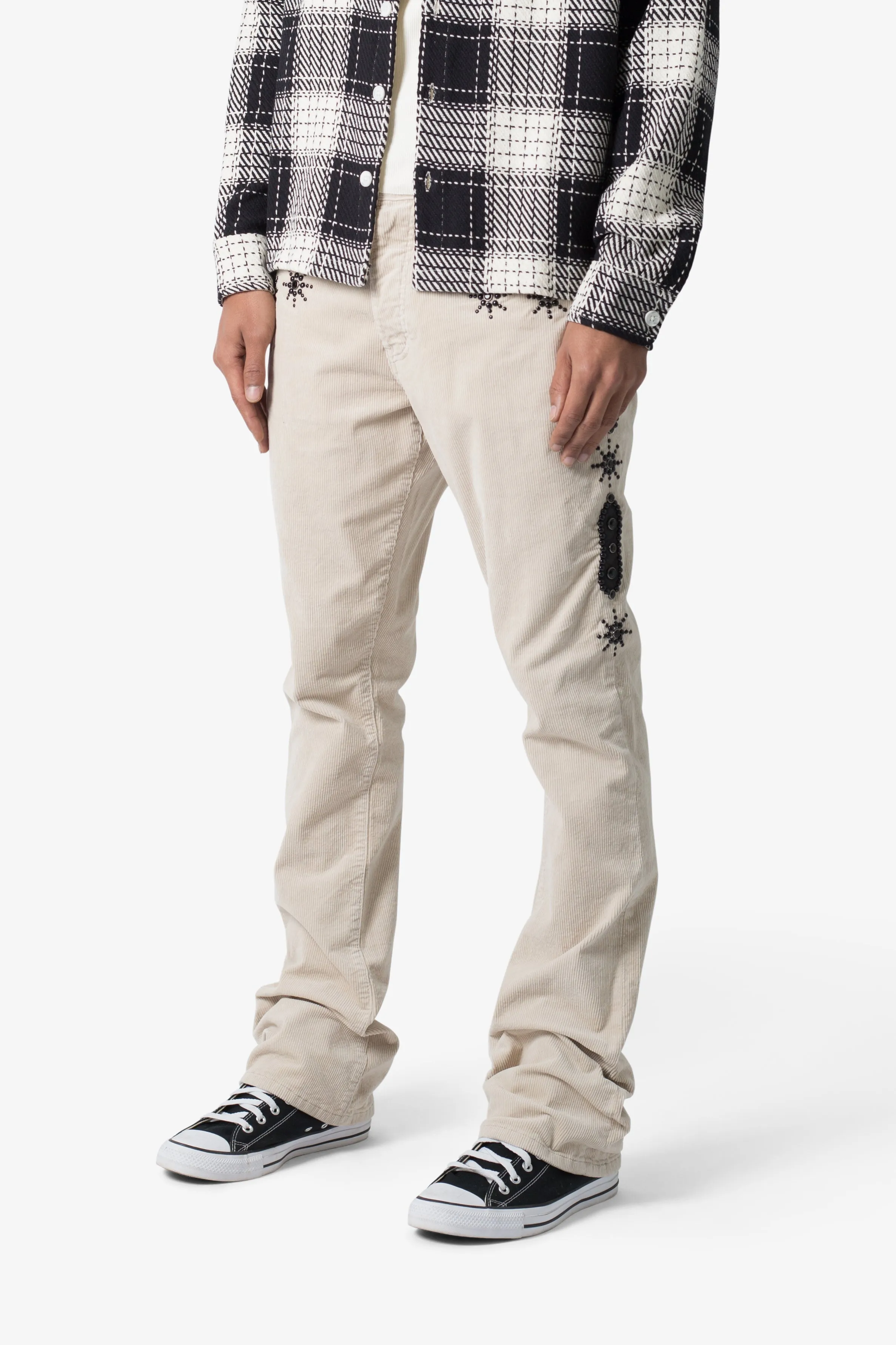 B374 Studded Flare Pants - White sold by MNML product image thumbnail 4