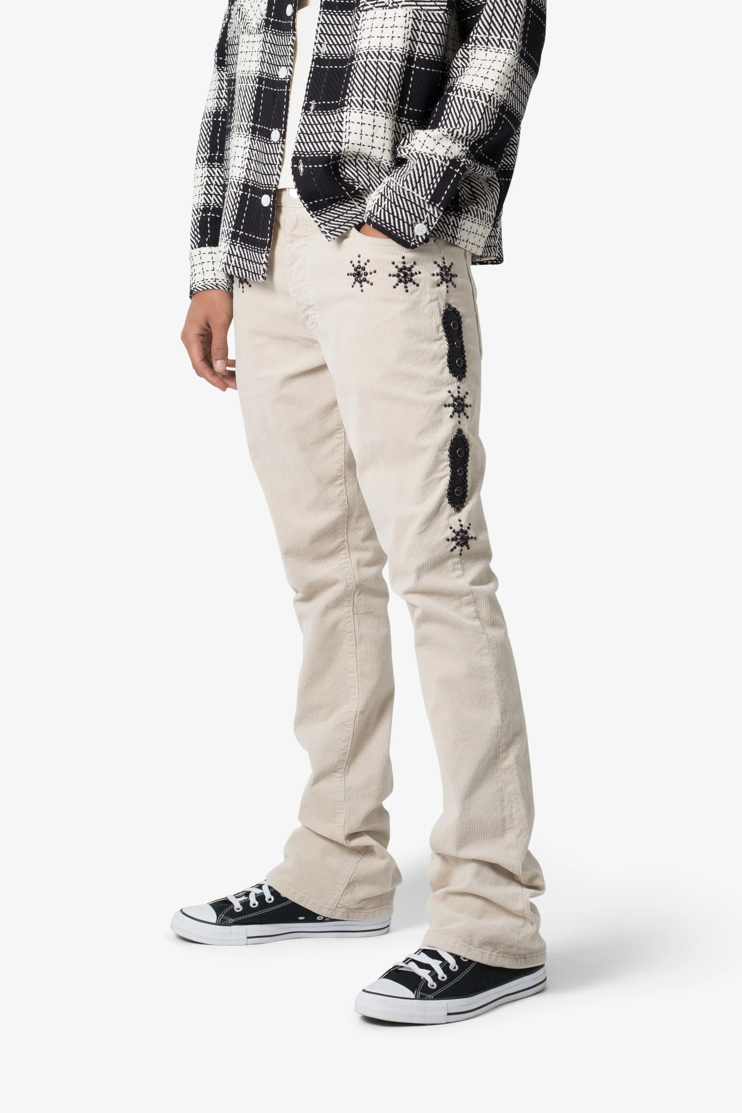 B374 Studded Flare Pants - White sold by MNML product image thumbnail 2