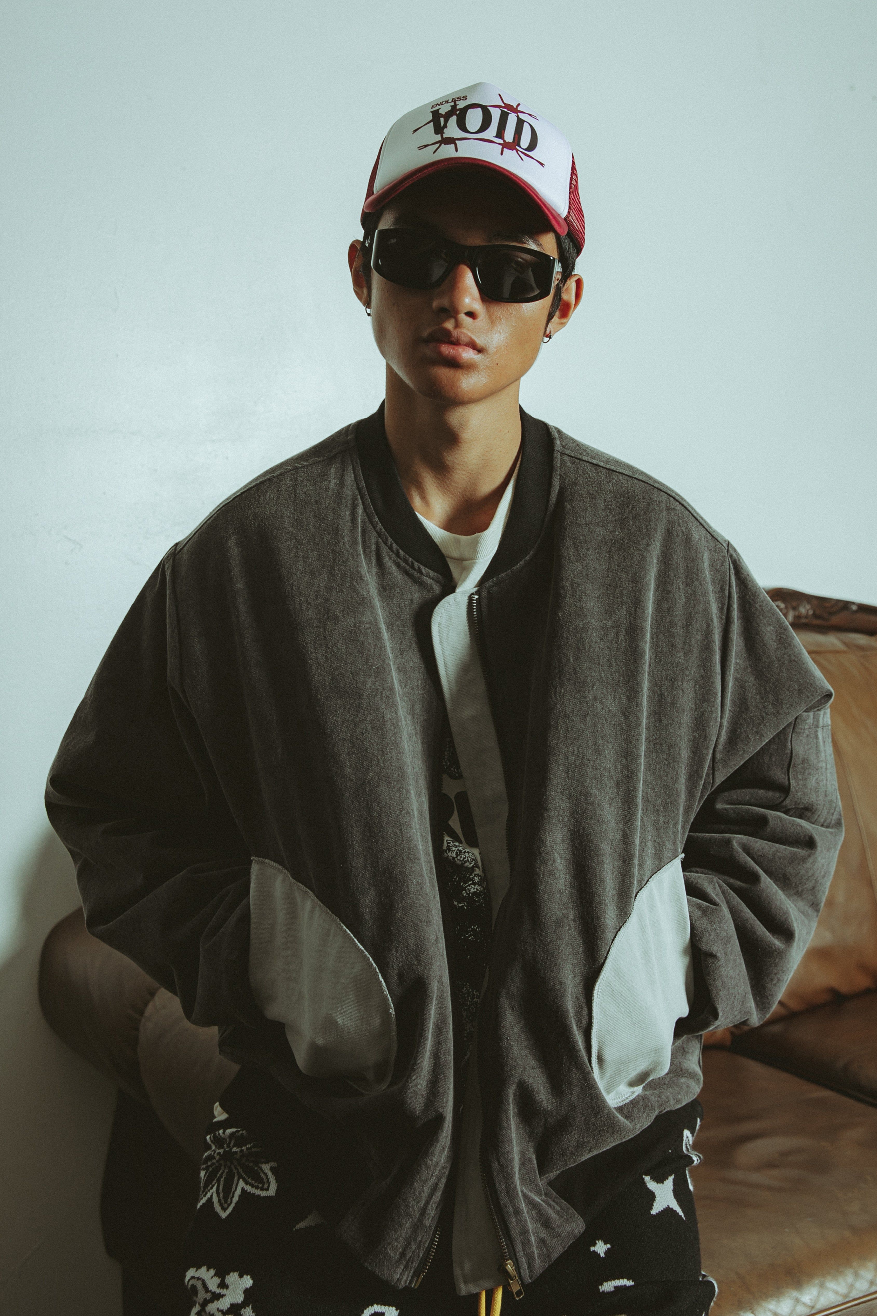 Distressed Bomber Jacket - Charcoal Grey sold by MNML product image thumbnail 10