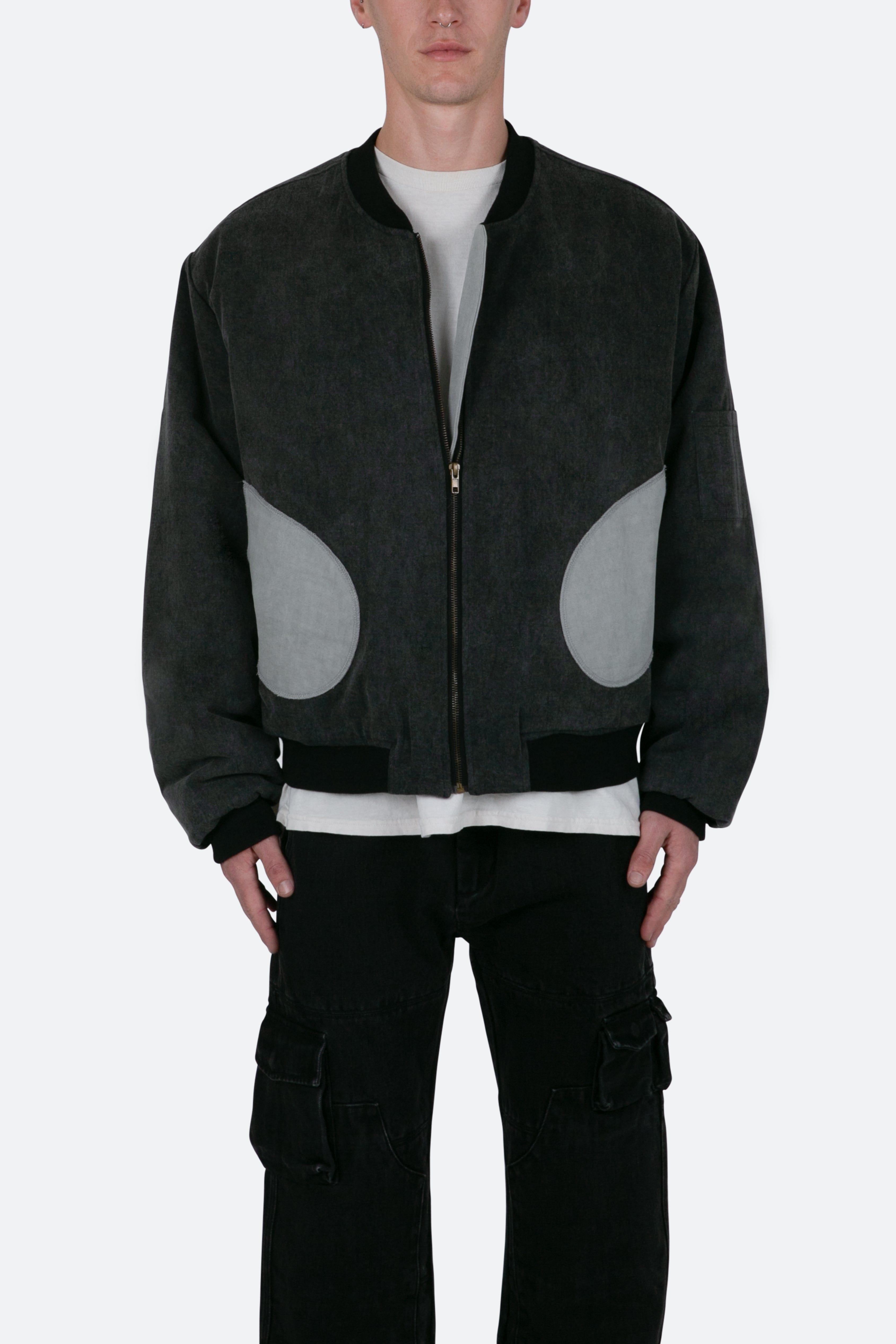 Distressed Bomber Jacket - Charcoal Grey sold by MNML