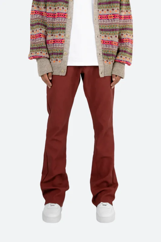 B460 Leather Flare Pants - Burgundy sold by MNML