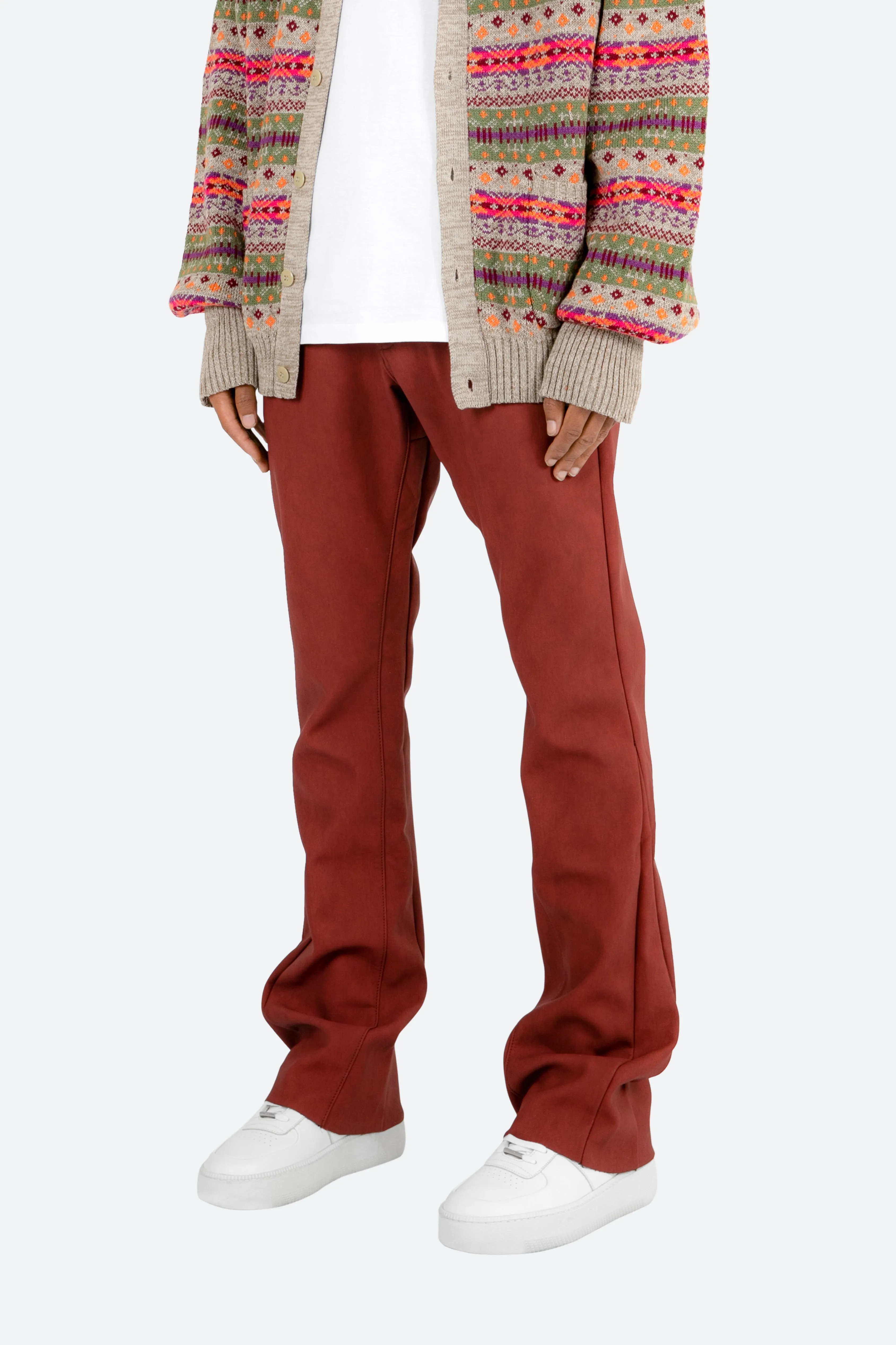 B460 Leather Flare Pants - Burgundy sold by MNML product image thumbnail 4