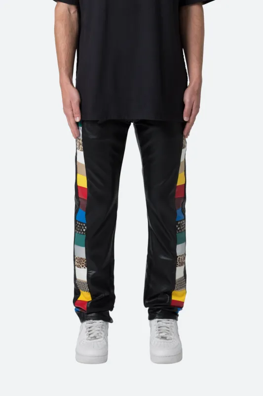 D526 Color Block Leather Pants - Multi sold by MNML