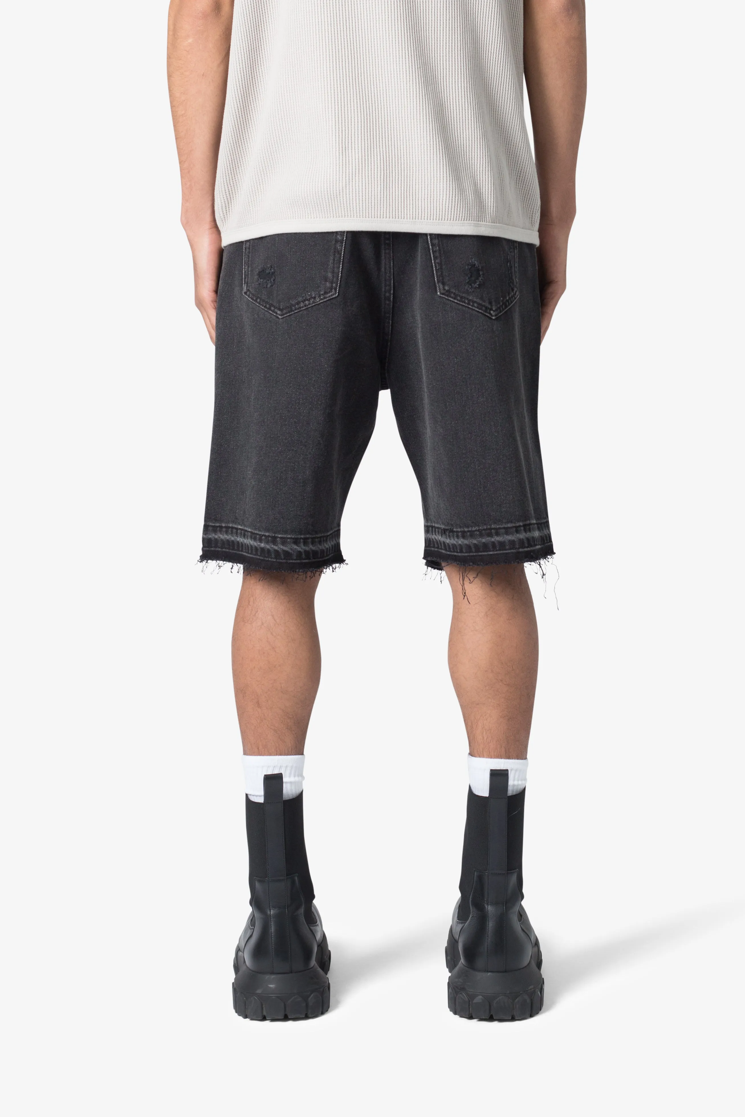 Distressed Denim Shorts - Black sold by MNML product image thumbnail 5