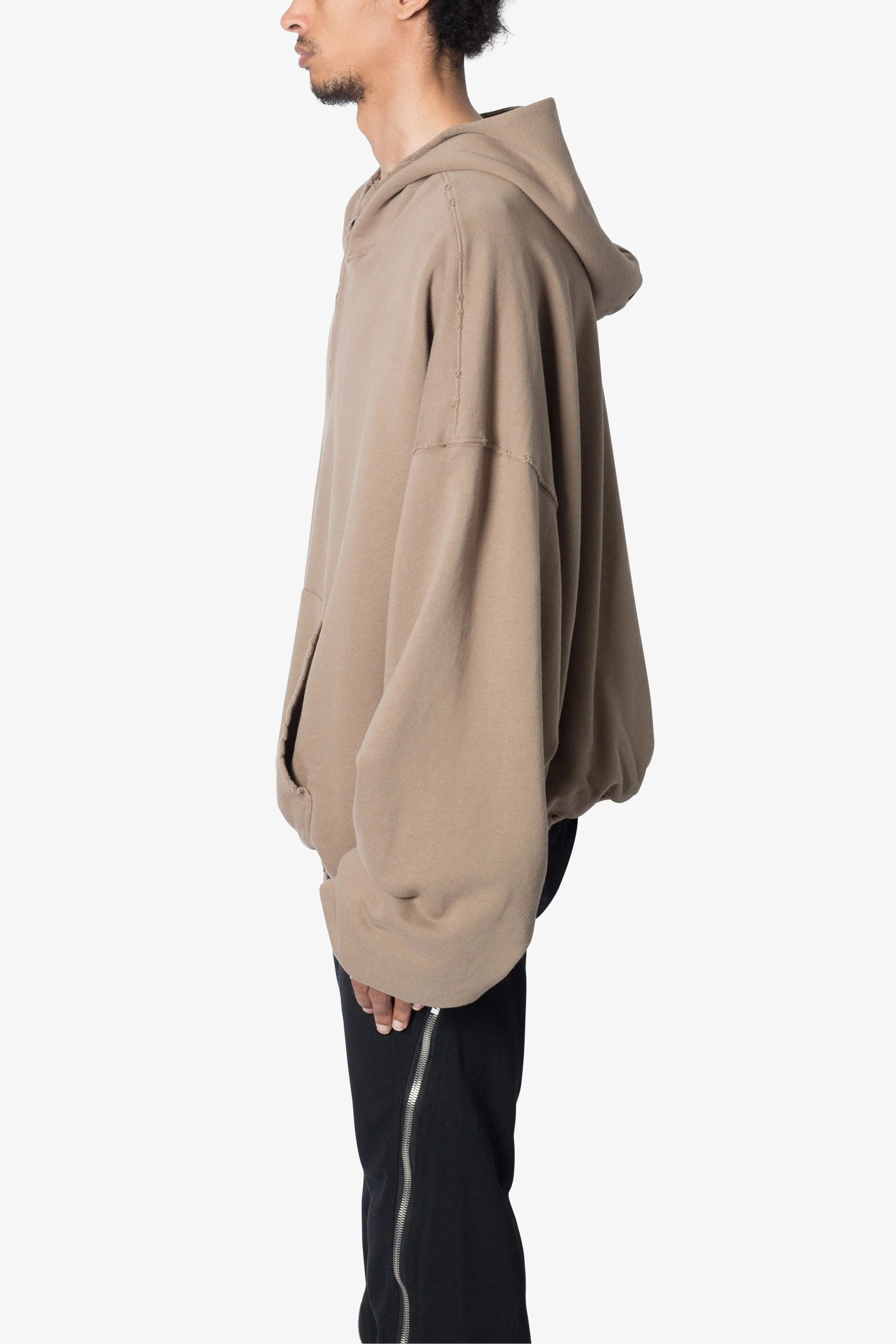 Lined Baggy 3/4 Zip Hoodie - Washed Earth sold by MNML product image thumbnail 4