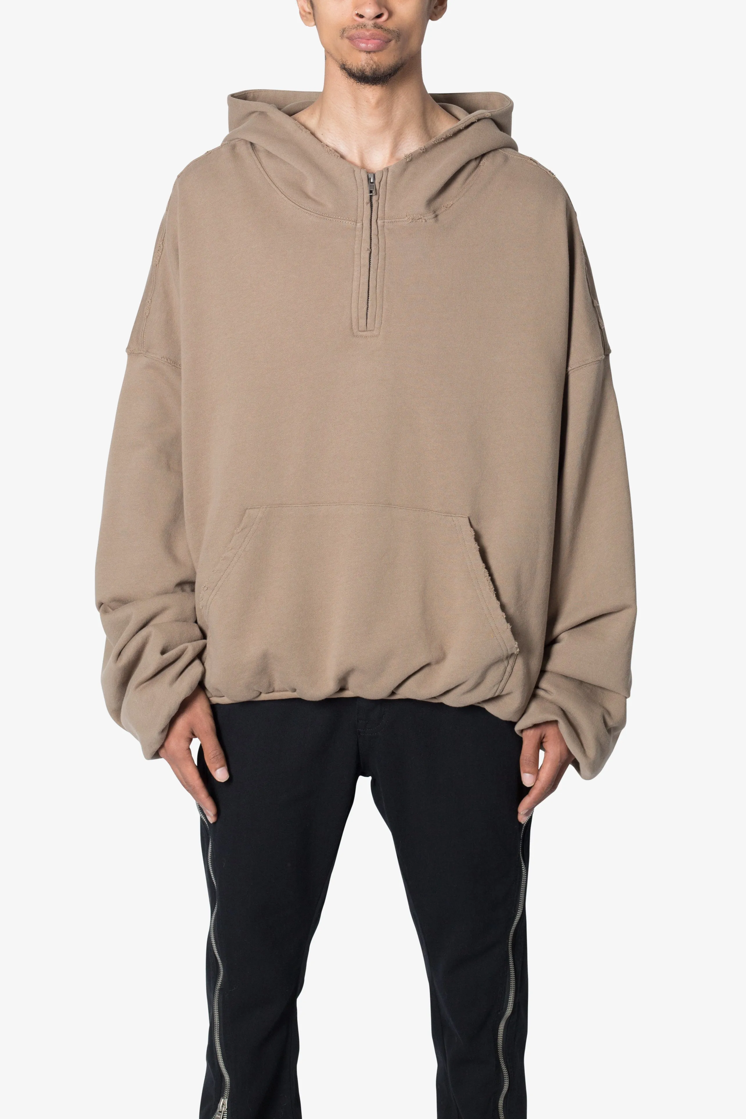 Lined Baggy 3/4 Zip Hoodie - Washed Earth sold by MNML product image thumbnail 2