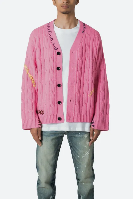 Cable Knit Cardigan Sweater - Pink sold by MNML