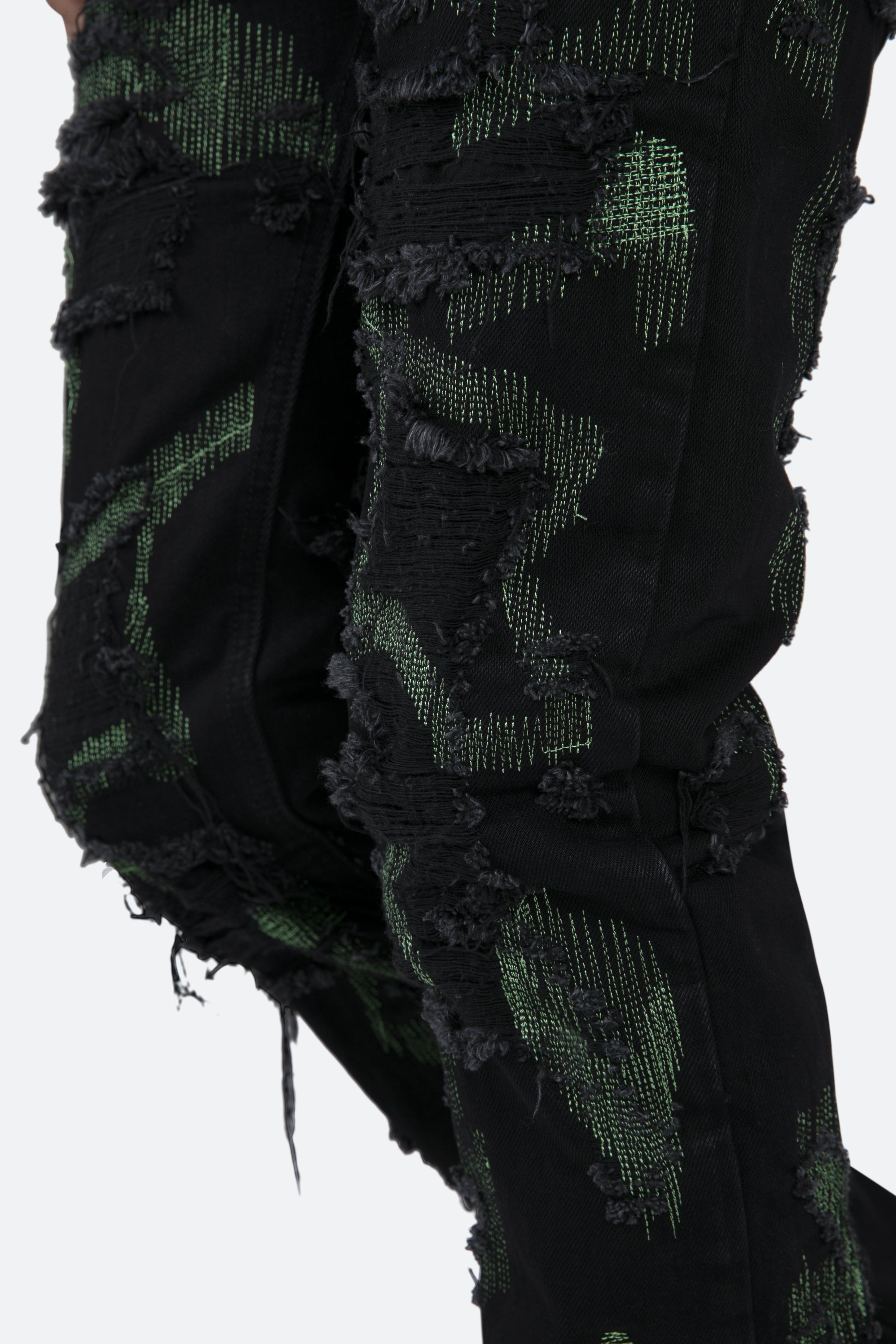 D456 Repaired Straight Denim - Black/Green sold by MNML product image thumbnail 8