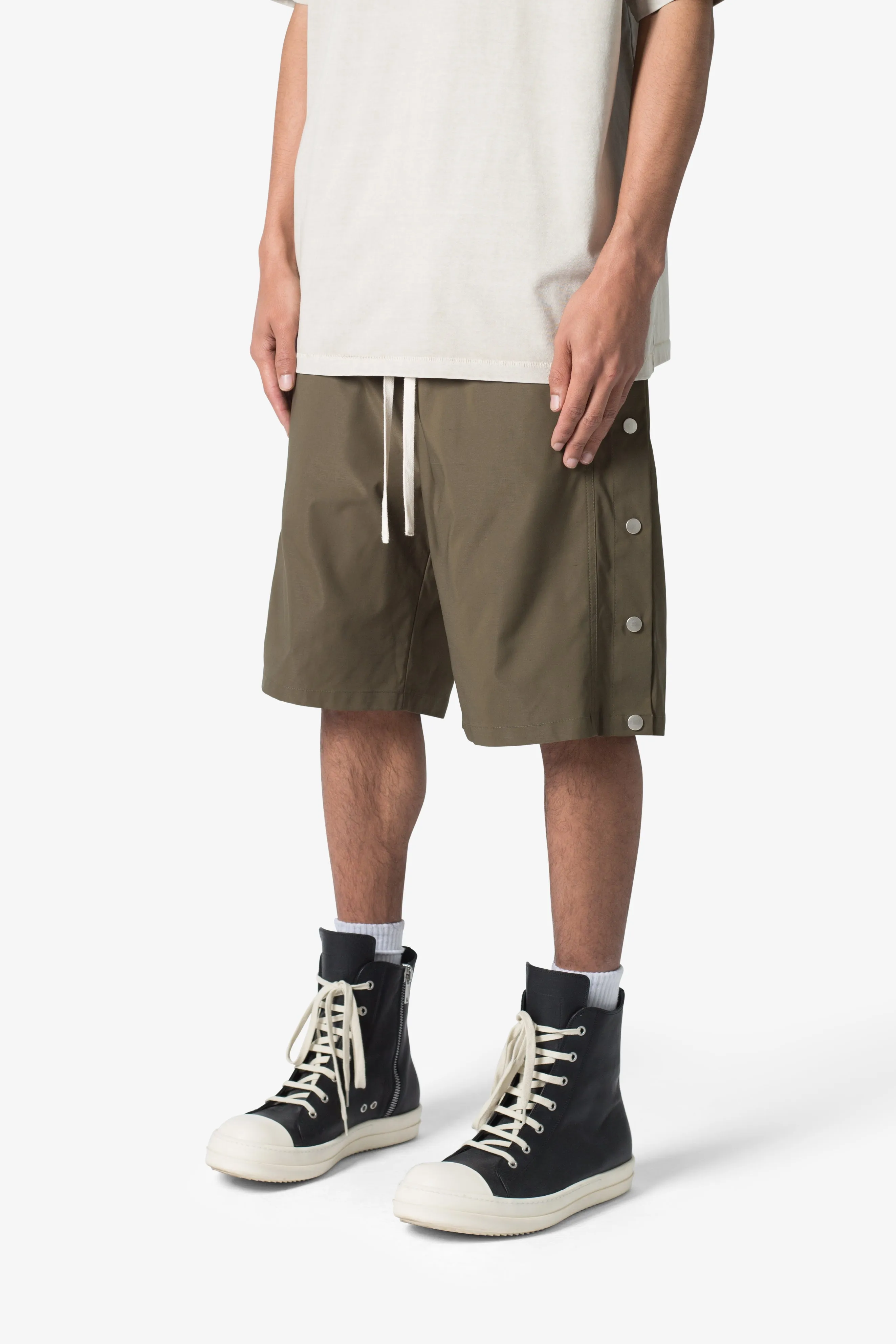 Side Snap Nylon Shorts - Olive sold by MNML product image thumbnail 4
