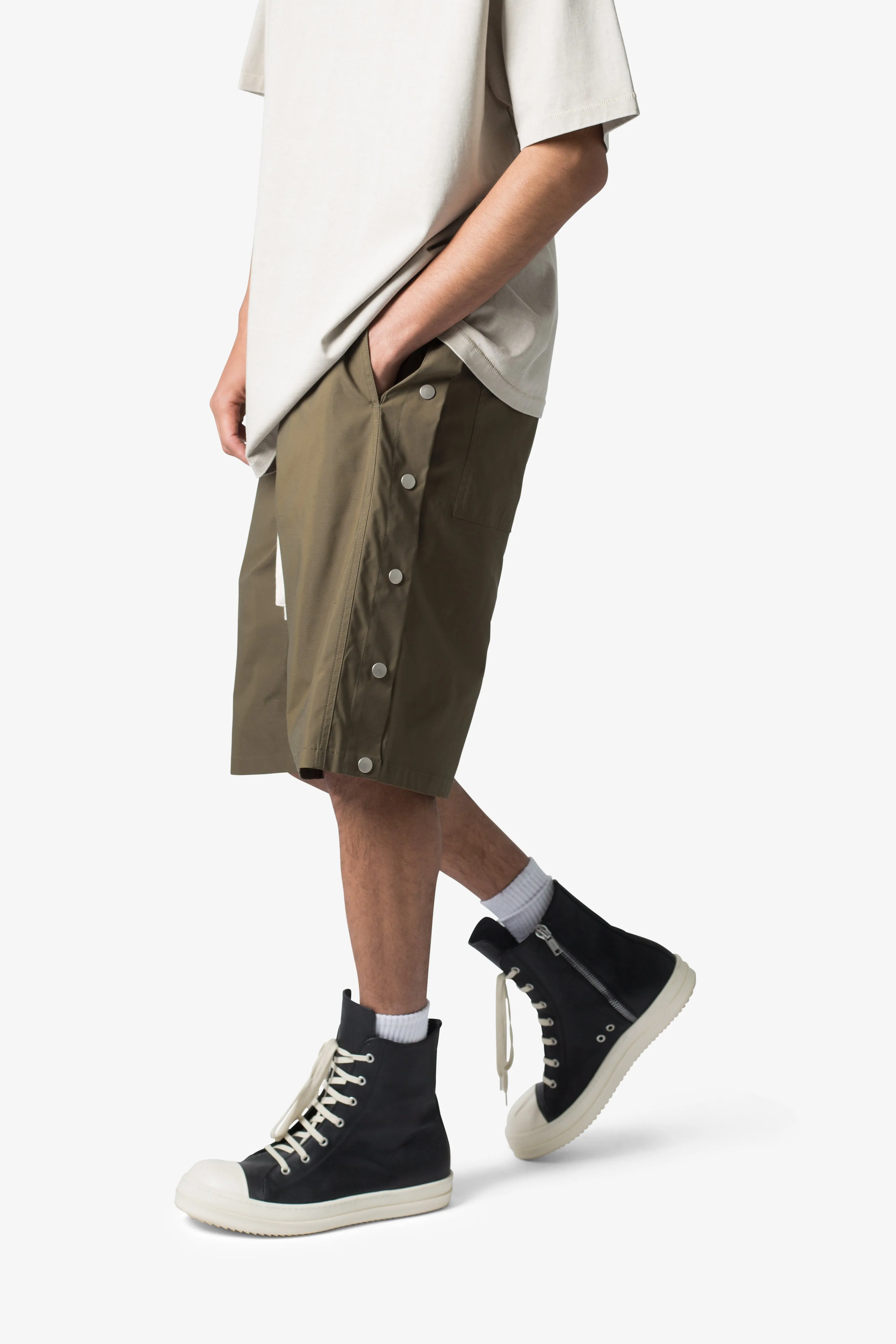 Side Snap Nylon Shorts - Olive sold by MNML product image thumbnail 2