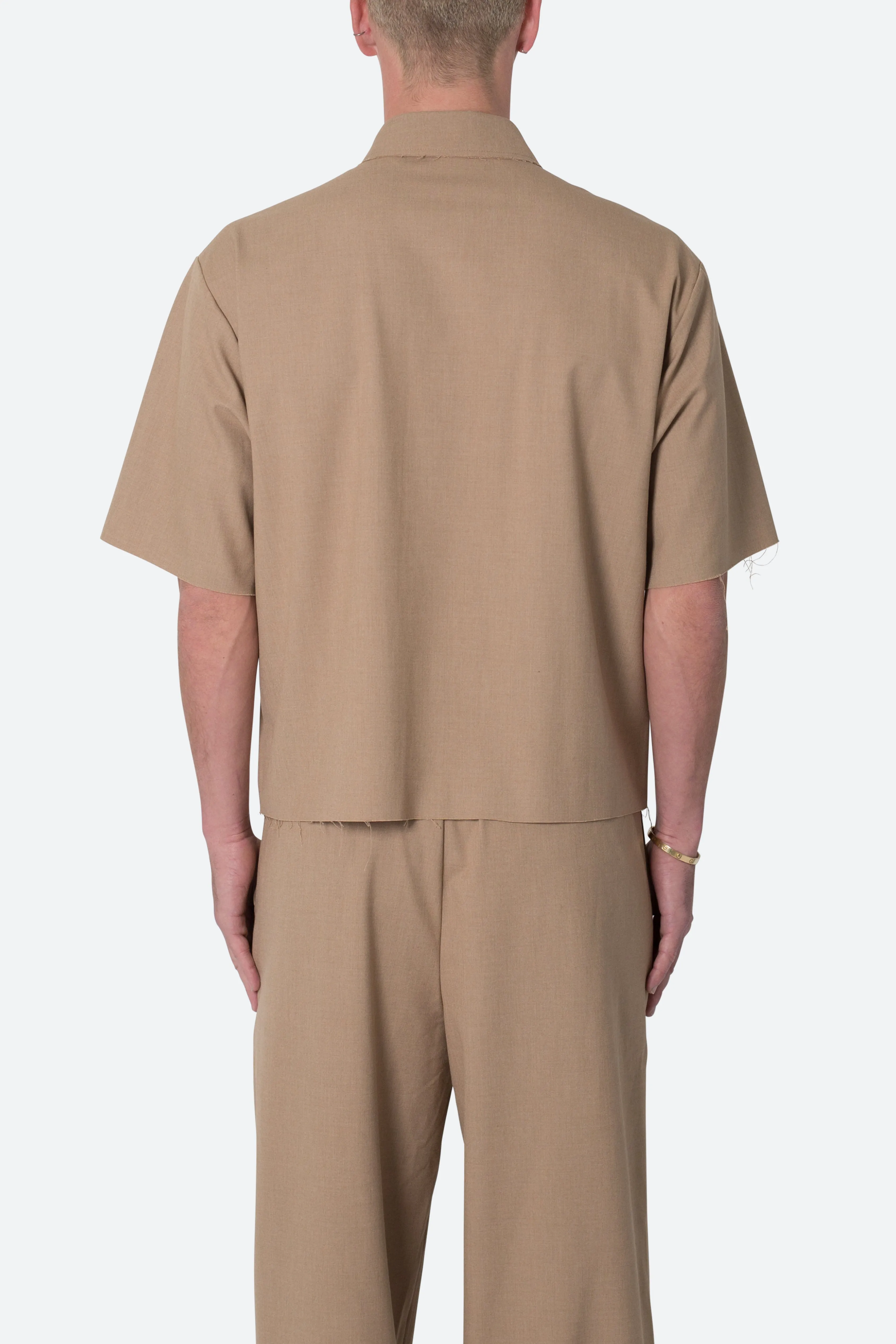 Cropped Woven Shirt - Khaki sold by MNML product image thumbnail 5