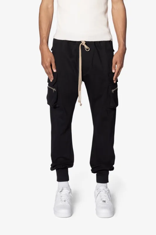 Jersey Cargo Pocket Sweatpants - Black sold by MNML
