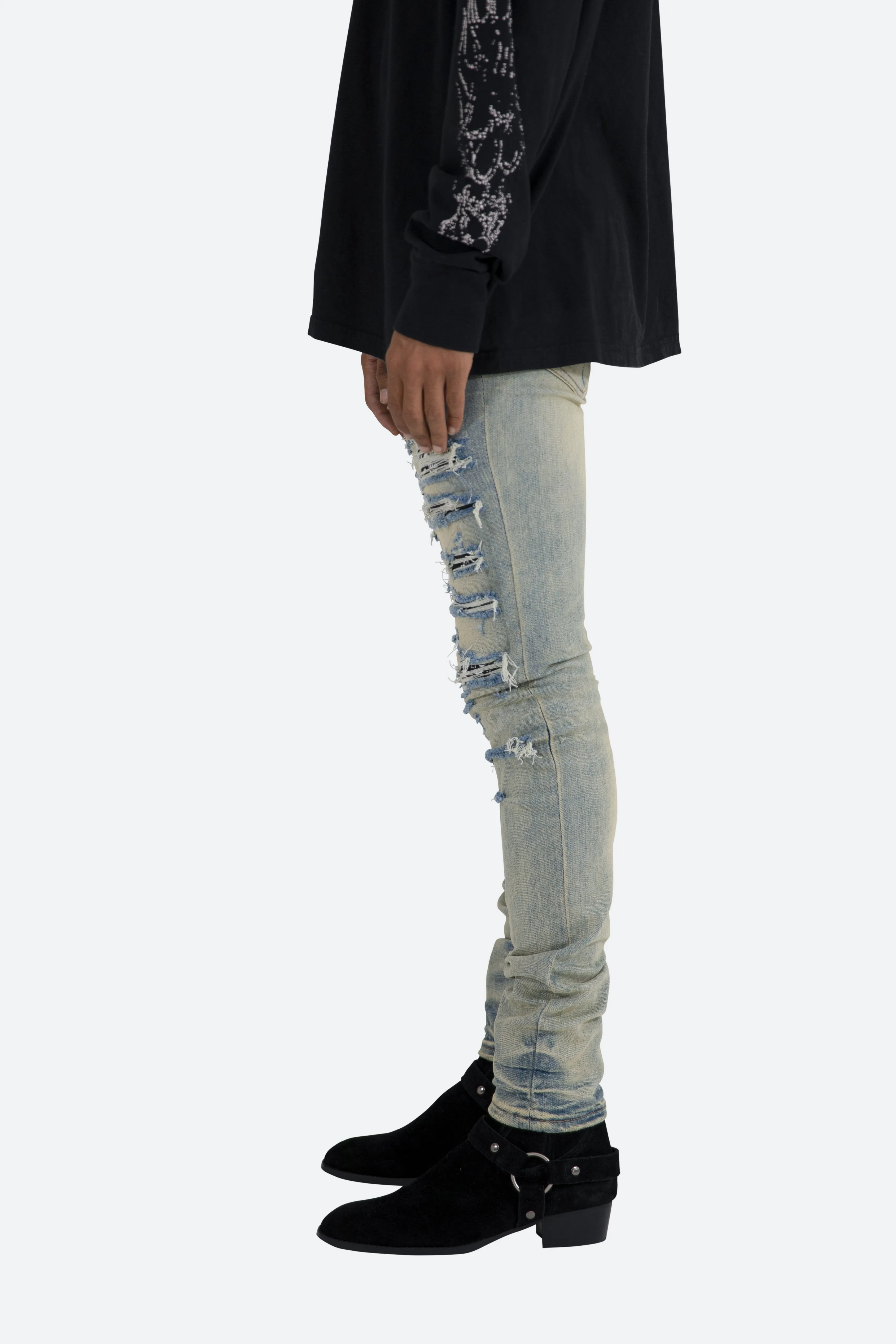X165 Paisley Skinny Denim - Blue/Black sold by MNML product image thumbnail 4