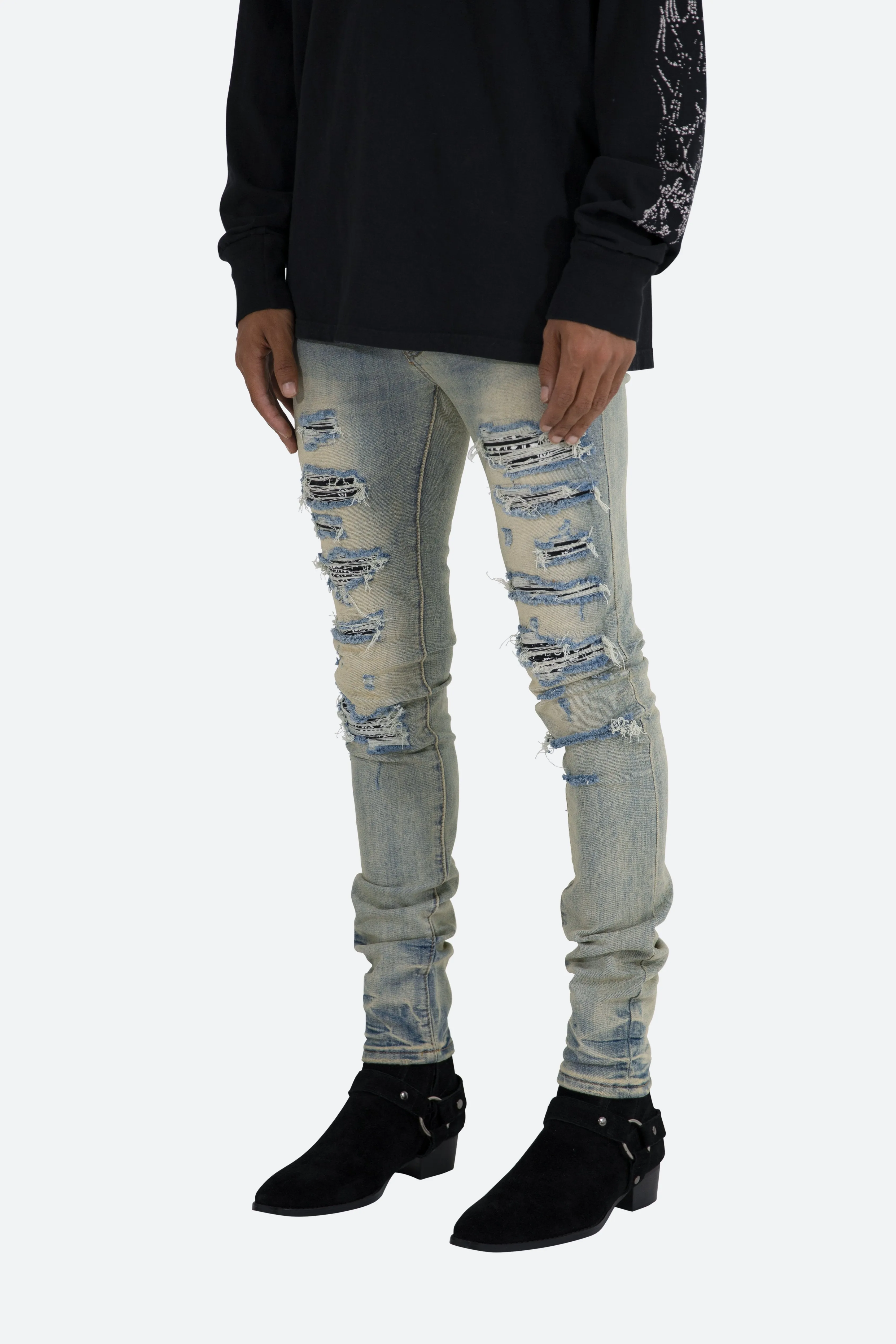 X165 Paisley Skinny Denim - Blue/Black sold by MNML product image thumbnail 3