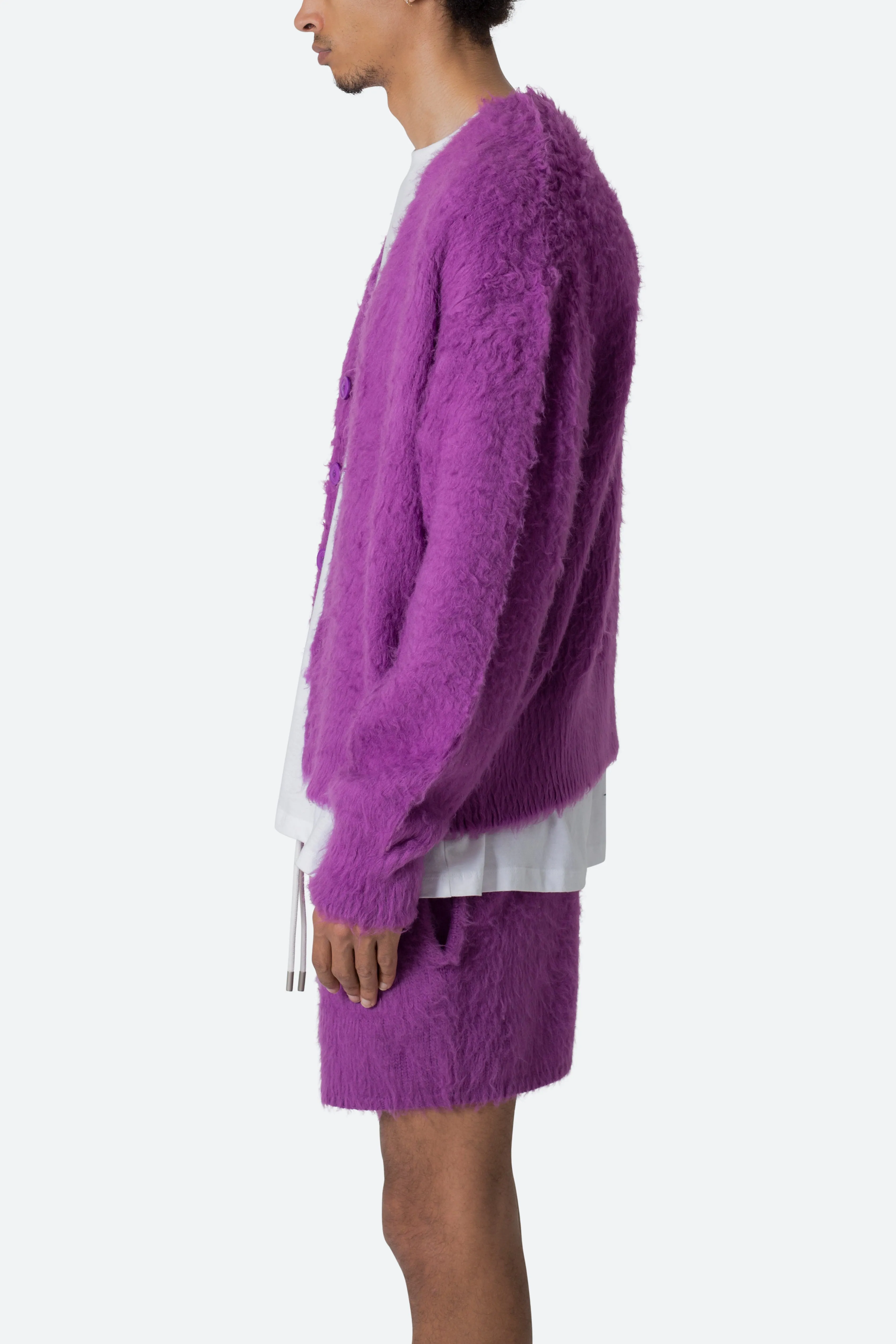 Fuzzy Cardigan Sweater - Purple sold by MNML product image thumbnail 5