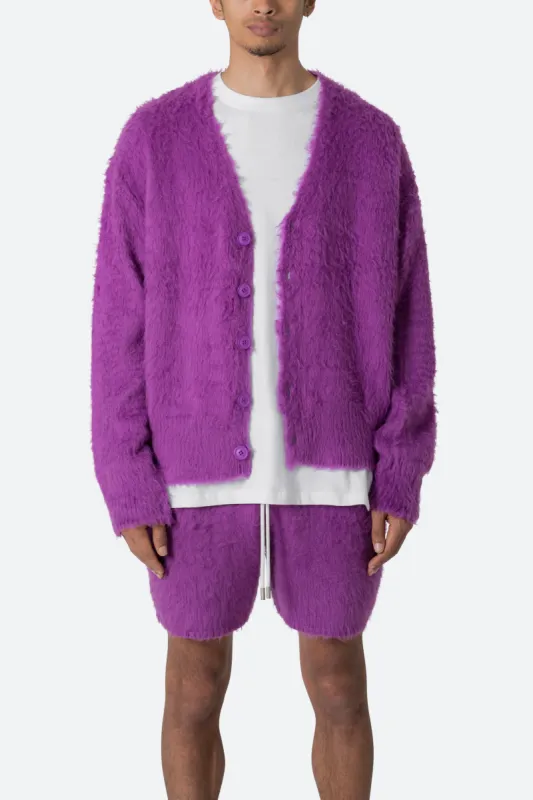 Fuzzy Cardigan Sweater - Purple sold by MNML