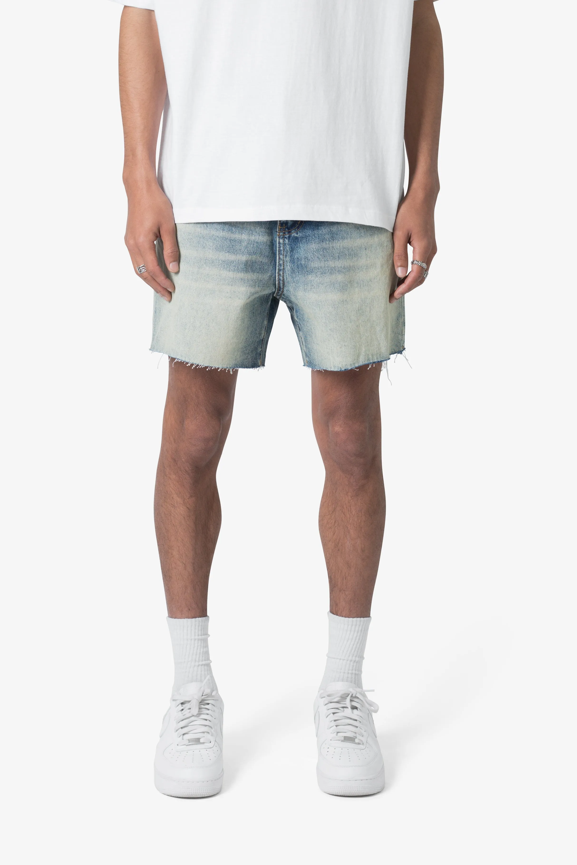 Cut Off Denim Shorts - Blue sold by MNML